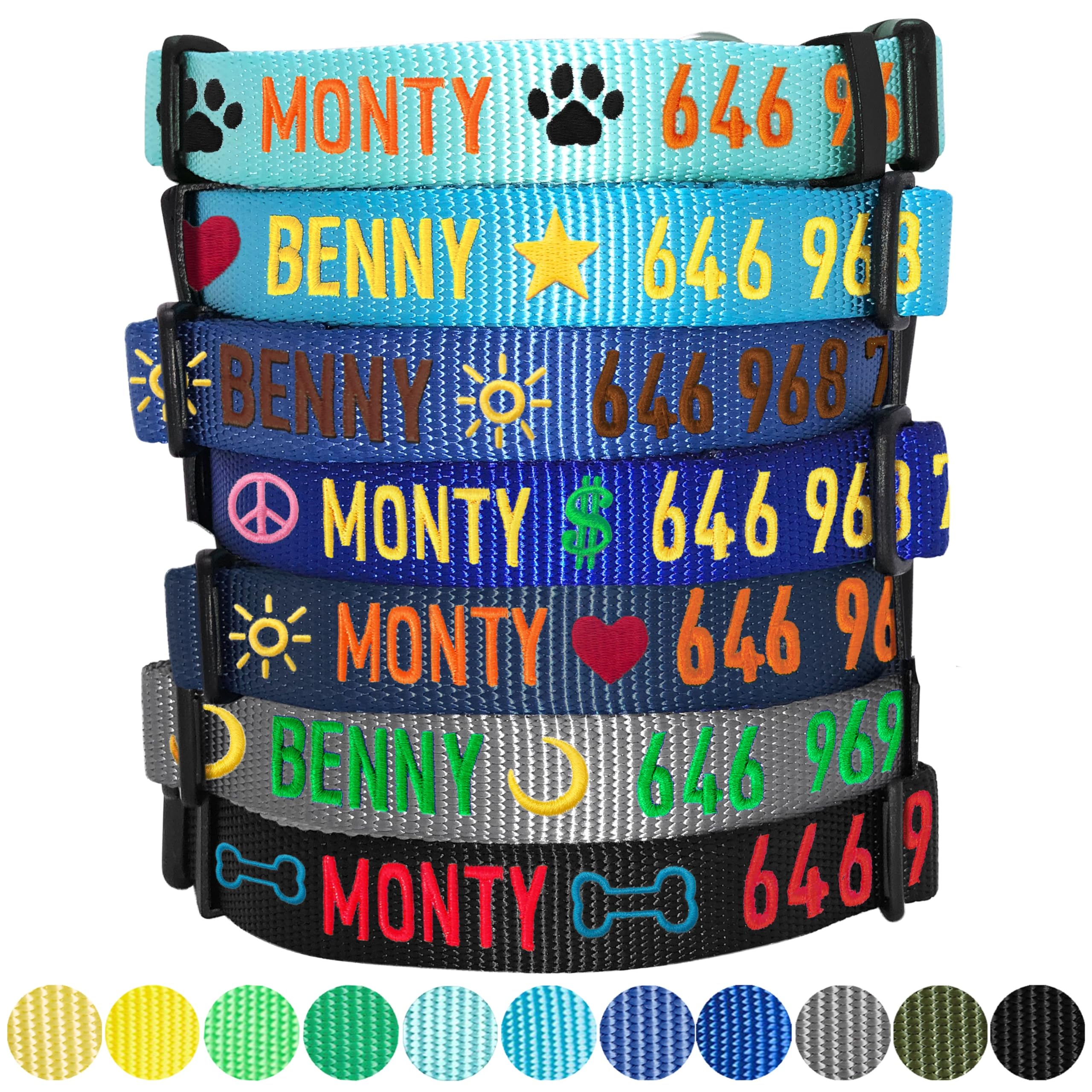 Blueberry Pet Essentials Personalized Dog Collars for Medium Dogs | Adjustable & Personalized Dog Collar with Name Tag - Embroid