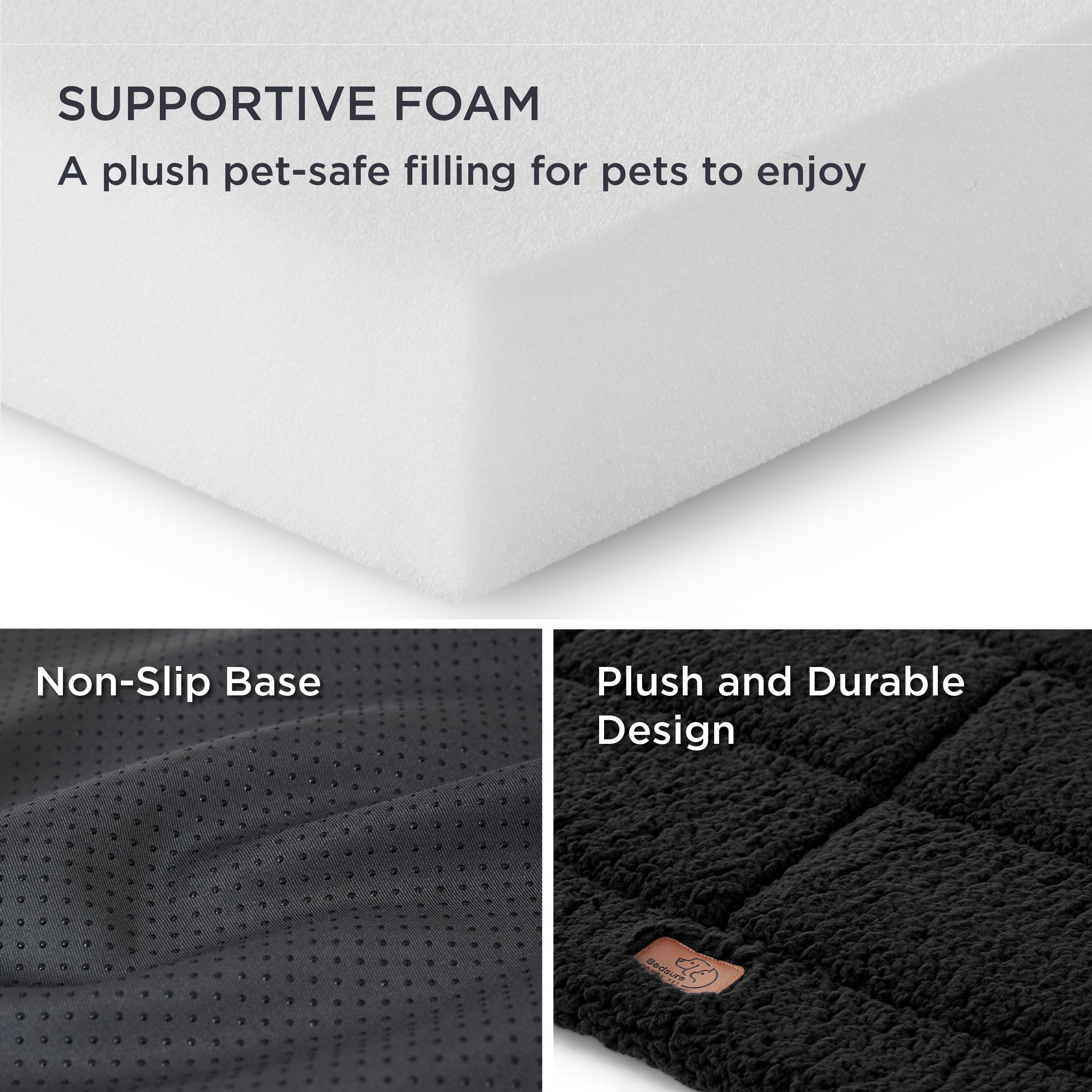 Bedsure Washable Dog Crate Bed For Medium Dogs, Reversible Foam Floor Pet Mat, Versatile Lightweight Pet Crate Pad For Cages