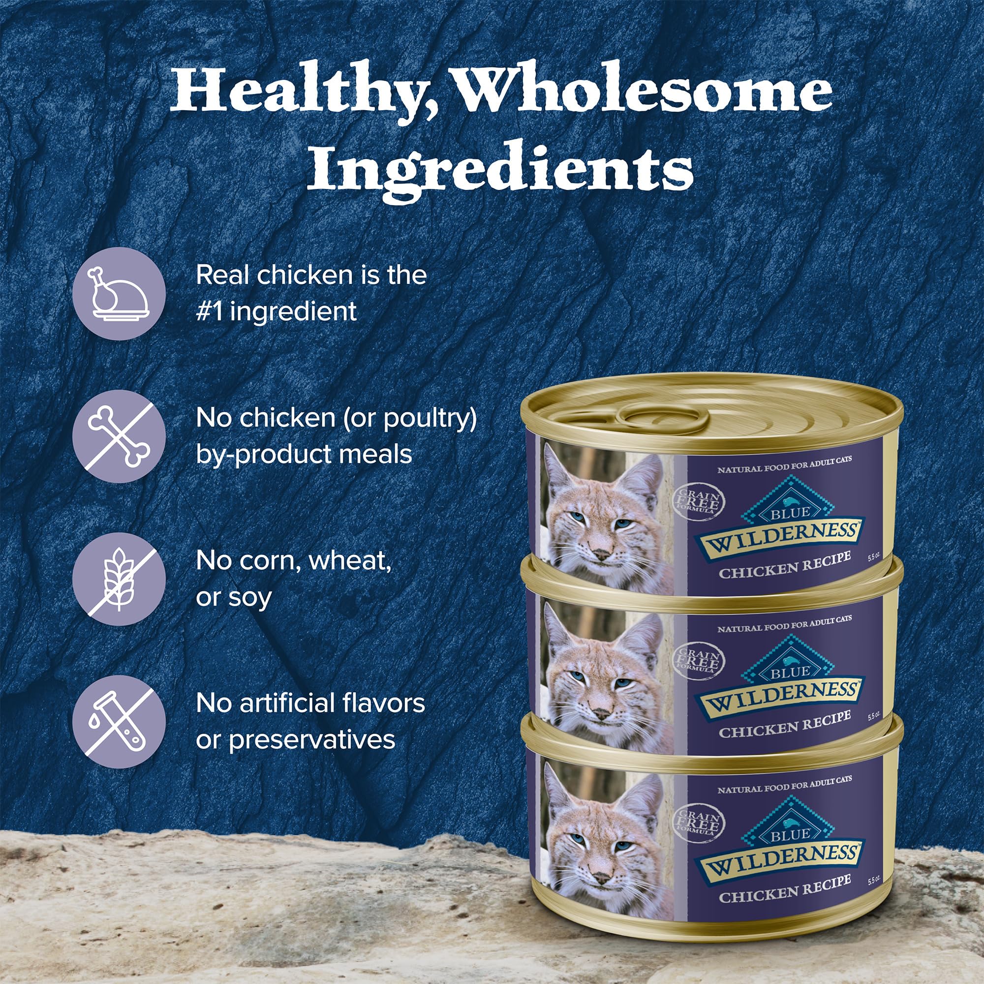 Blue Buffalo Wilderness Natural Wet Cat Food Pat  , High-Protein & Grain-Free Recipe, Chicken, 5.5-oz. Cans (24 Count)