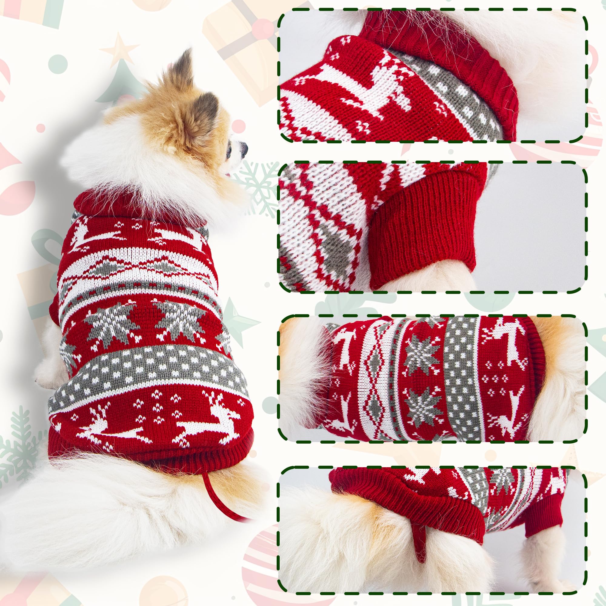 Christmas Dog Sweater Puppy Sweater For Holiday Christmas Sweater With Moose Pattern For Dogs And Cats S