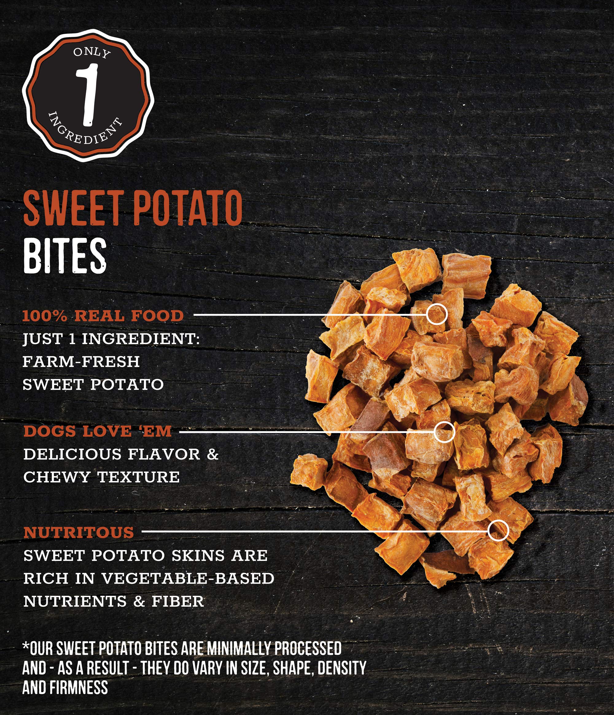 Wholesome Pride Sweet Potato Bites Dog Treats, 100% All-Natural, 16 oz, USA-Sourced, Orange