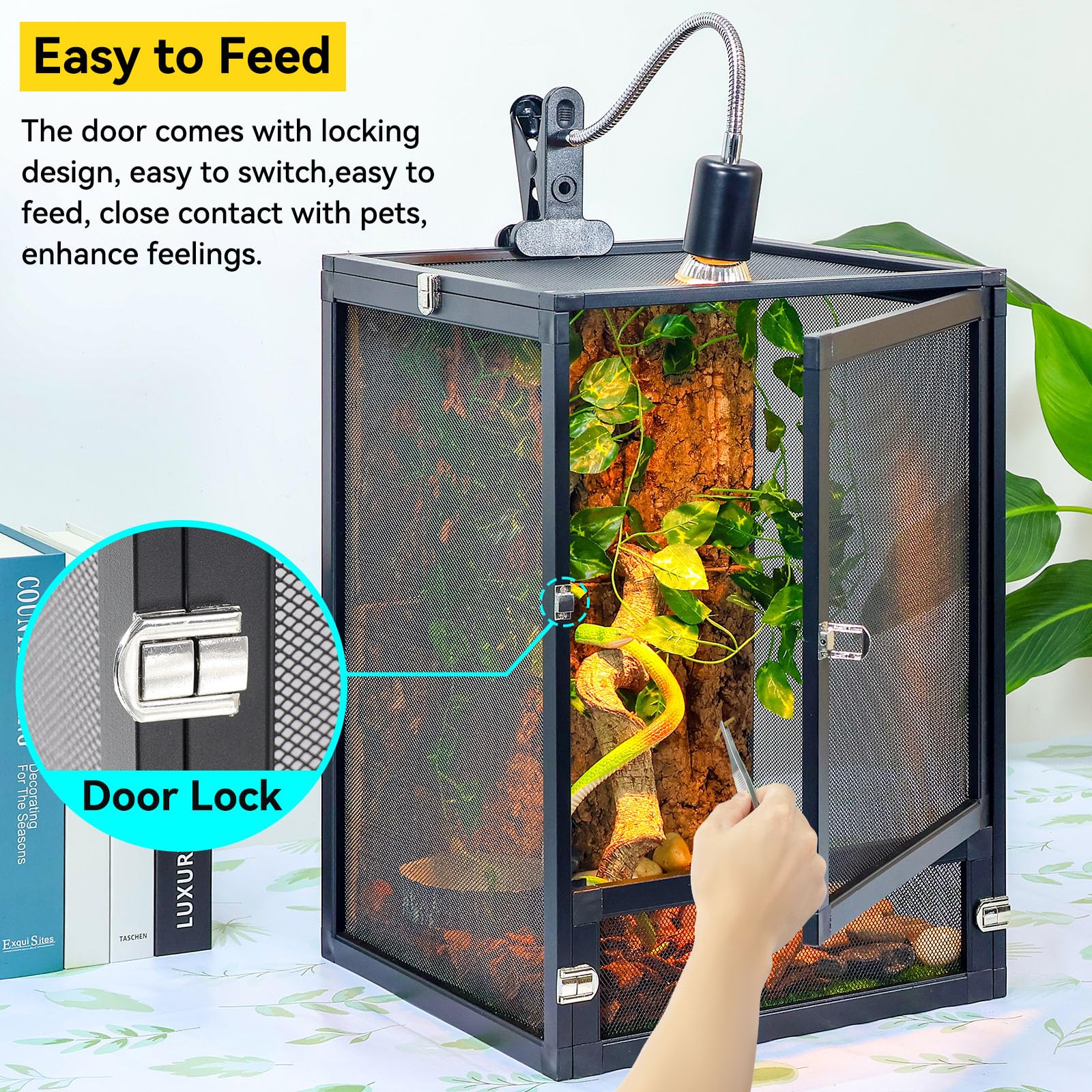Runduck 13 Gallon 360 Panoramic Foldable Reptile Terrarium Kit: Crested Gecko Tank And Reptile Cage For Superior Ventilation, Ea