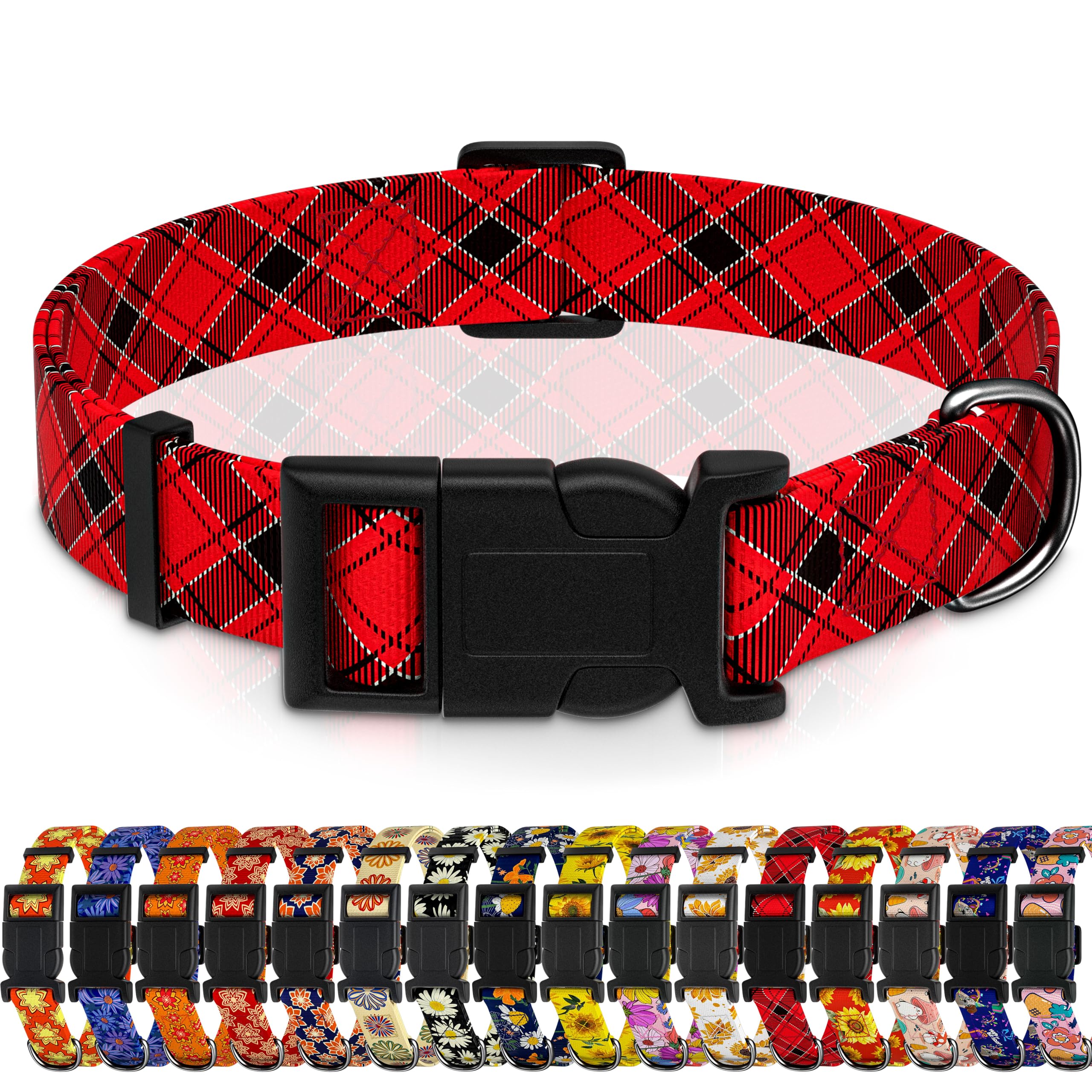 Seyezo Christmas Plaid Dog Collar, Classical Boys Girls Puppy Collar For Small Medium Large Dogs, Adjustable Soft Plaid Pet Coll