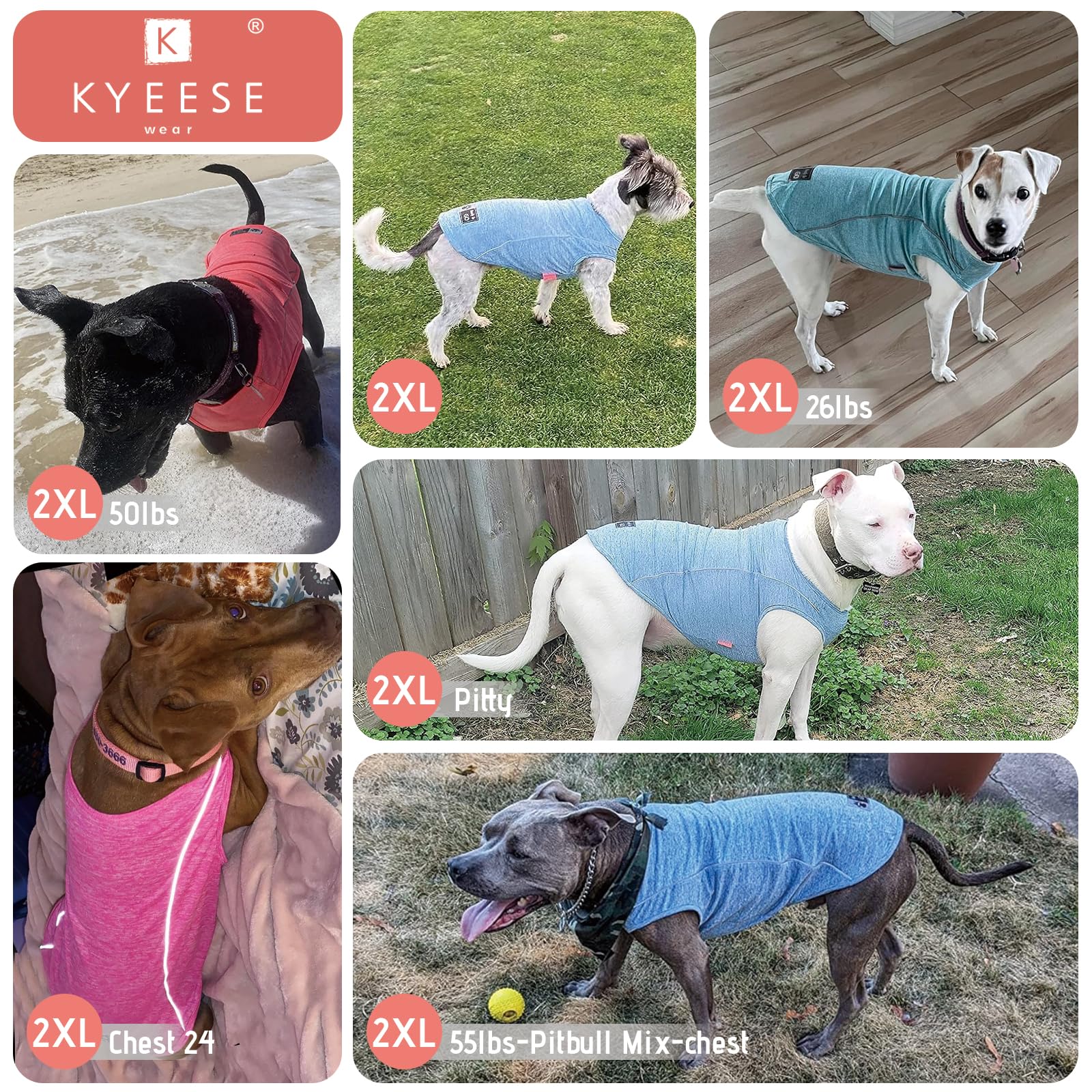 Kyeese Dog Shirt Medium Dog Quick Dry Soft Breathable Dog T-Shirt With Reflective Stripe Lightweight Tank Top Summer Sleeveless