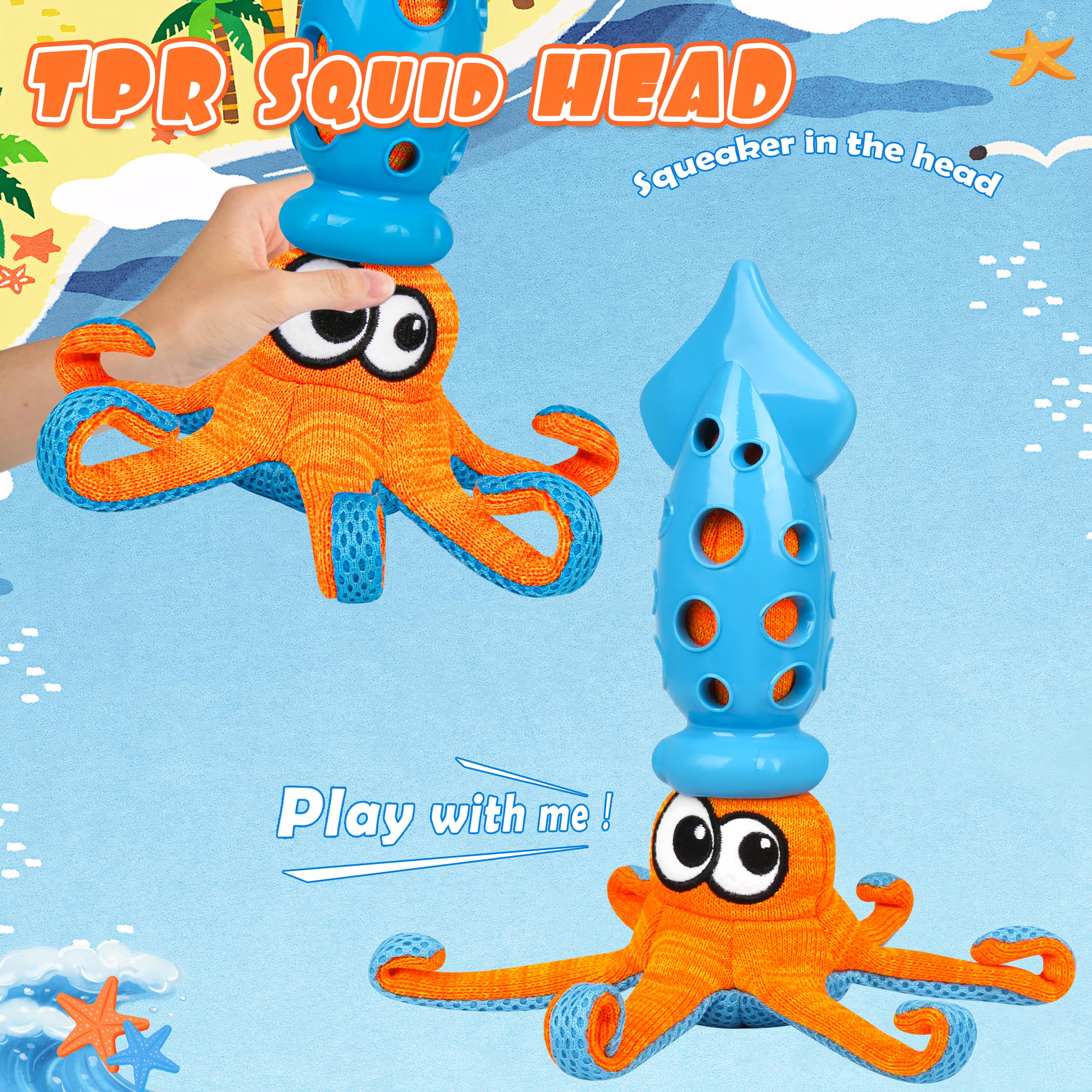 Squid Shaped Squeaky Dog Toys, Interactive Tug Of War And Teething Dog Toys, Safe Tpr Material, Cute Pet Toys For Dogs, Slinky D