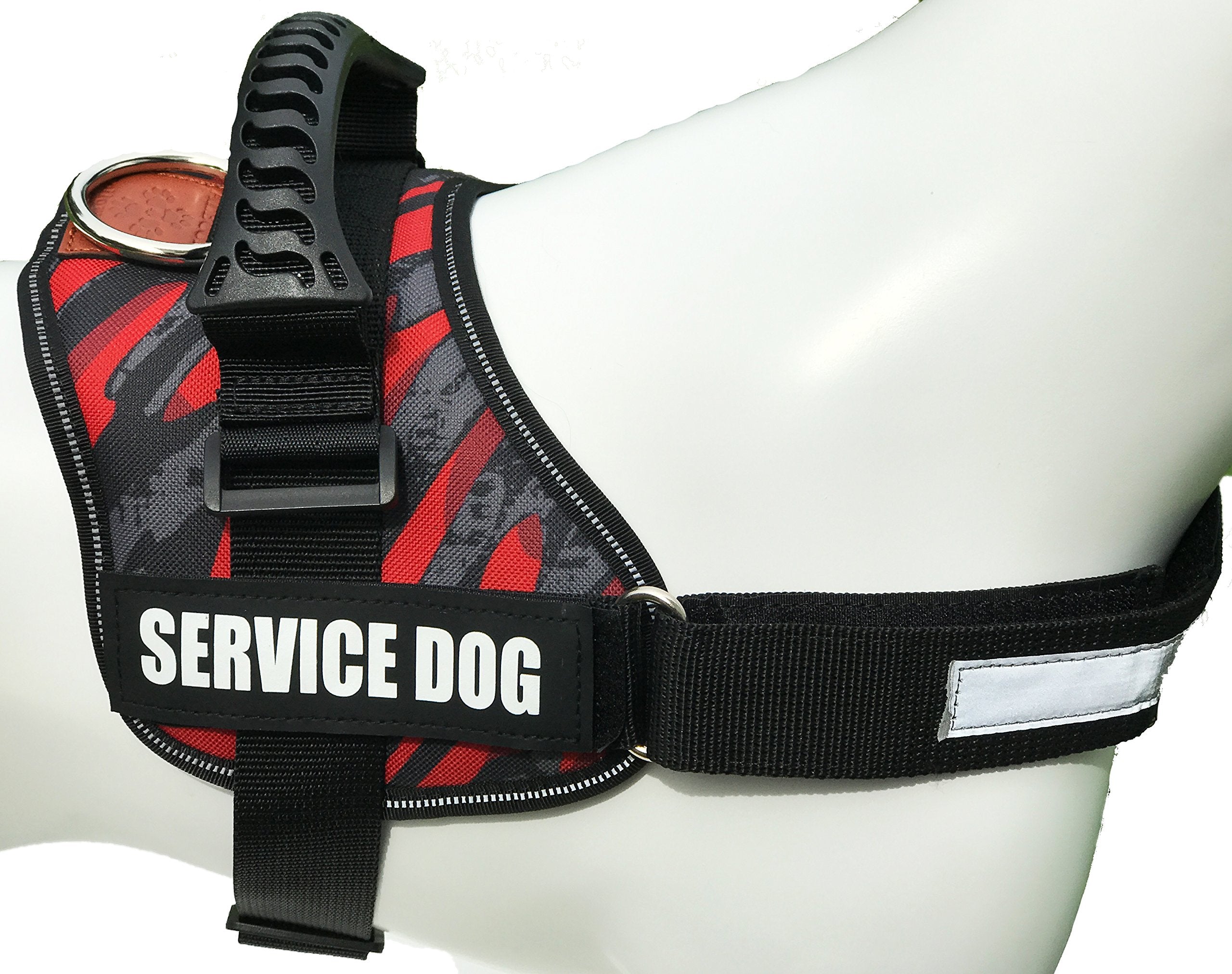 Albcorp Service Dog Vest Harness - Reflective - Woven Polyester And Nylon, Comfy Mesh Padding - Sizes From Xxs To Xl - Service Dog Patches Included. Red Camo, Medium