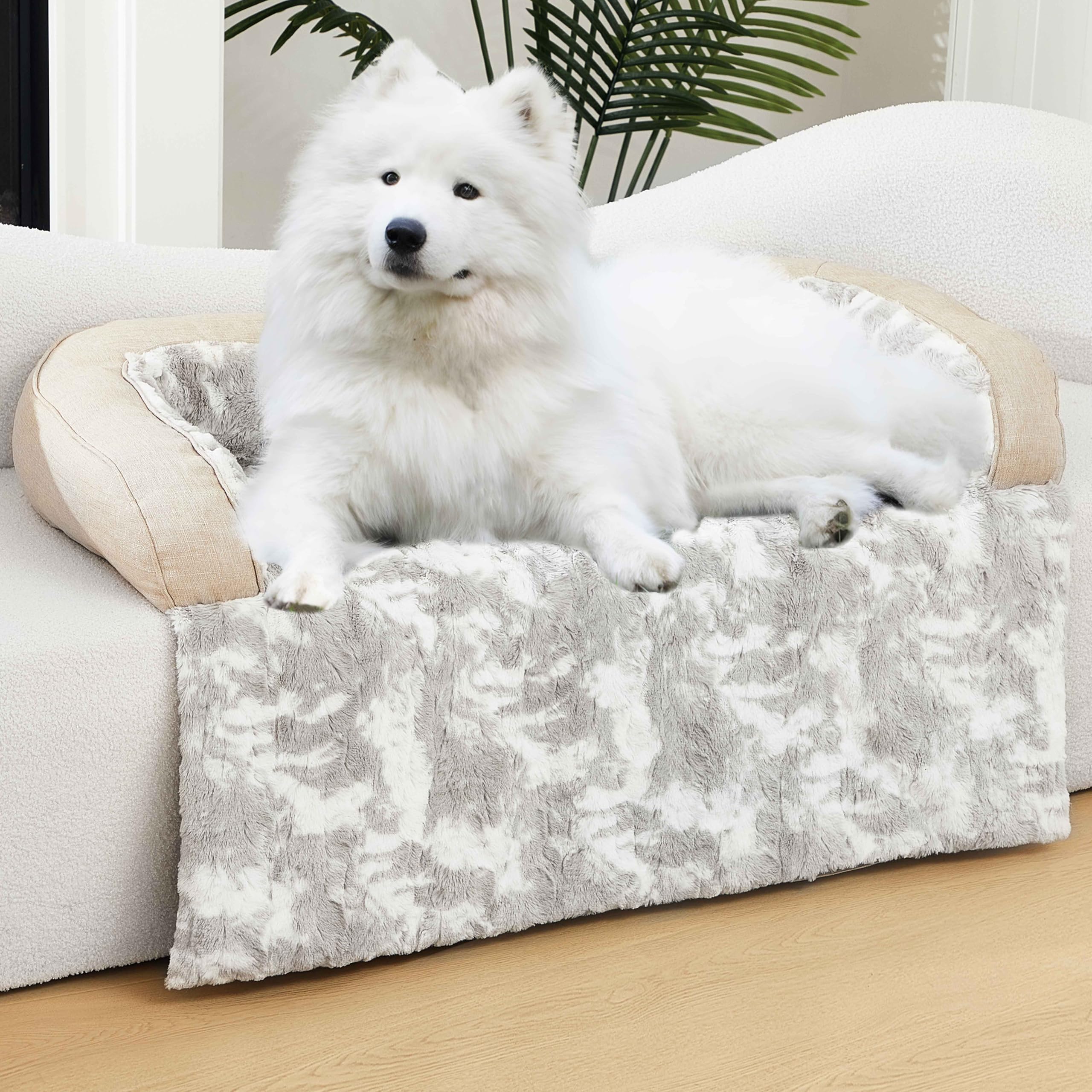 Hapyclaw Calming Dog Couch Bed Mat, 53X39 Inch Waterproof Fluffy Sofa Cover, Furniture Protector With Handle, Removable And Wash
