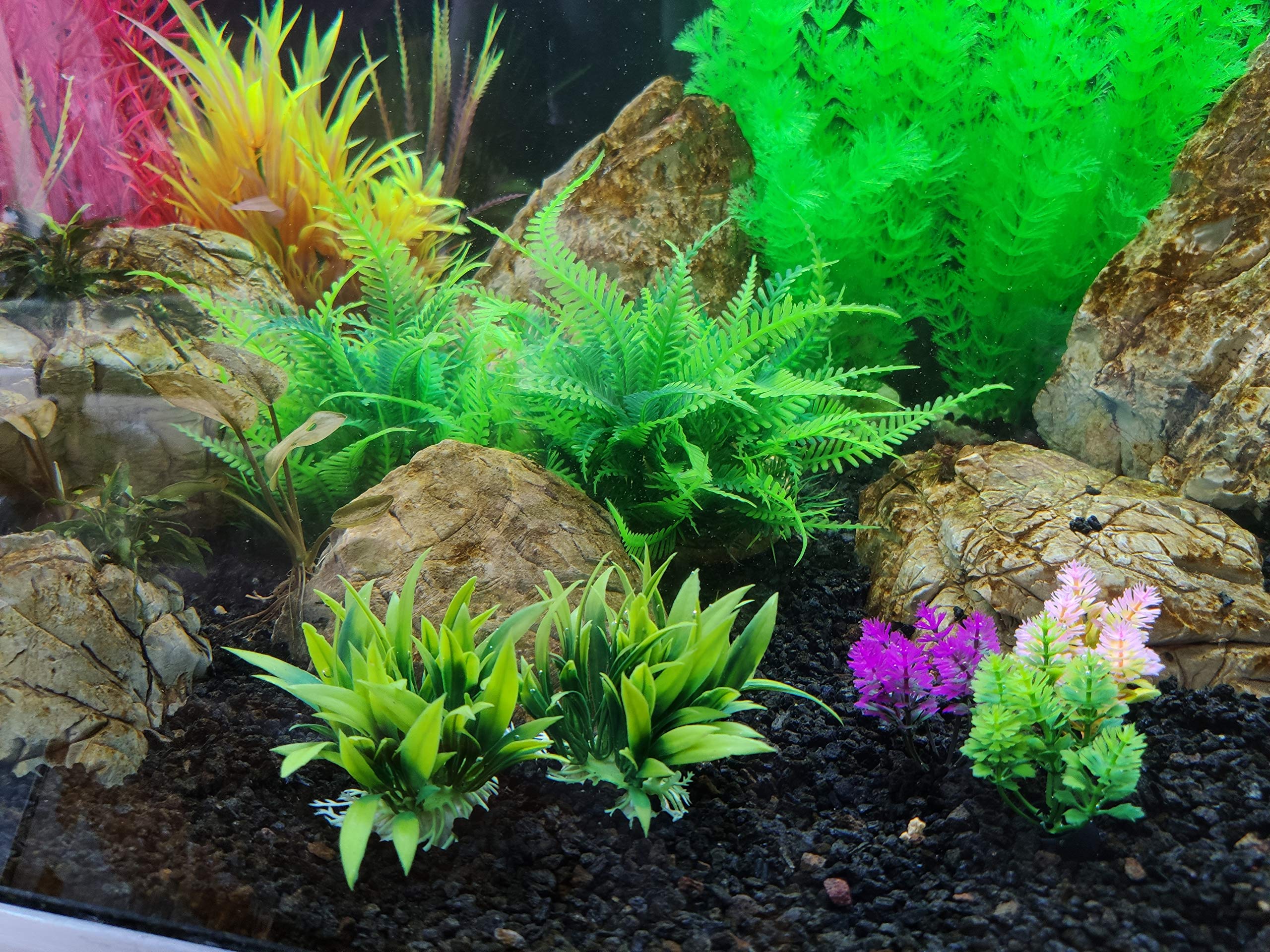 BEGONDIS 5Pcs Aquarium Decorations Fish Tank Artificial Green Water Plants Made of Soft Plastic