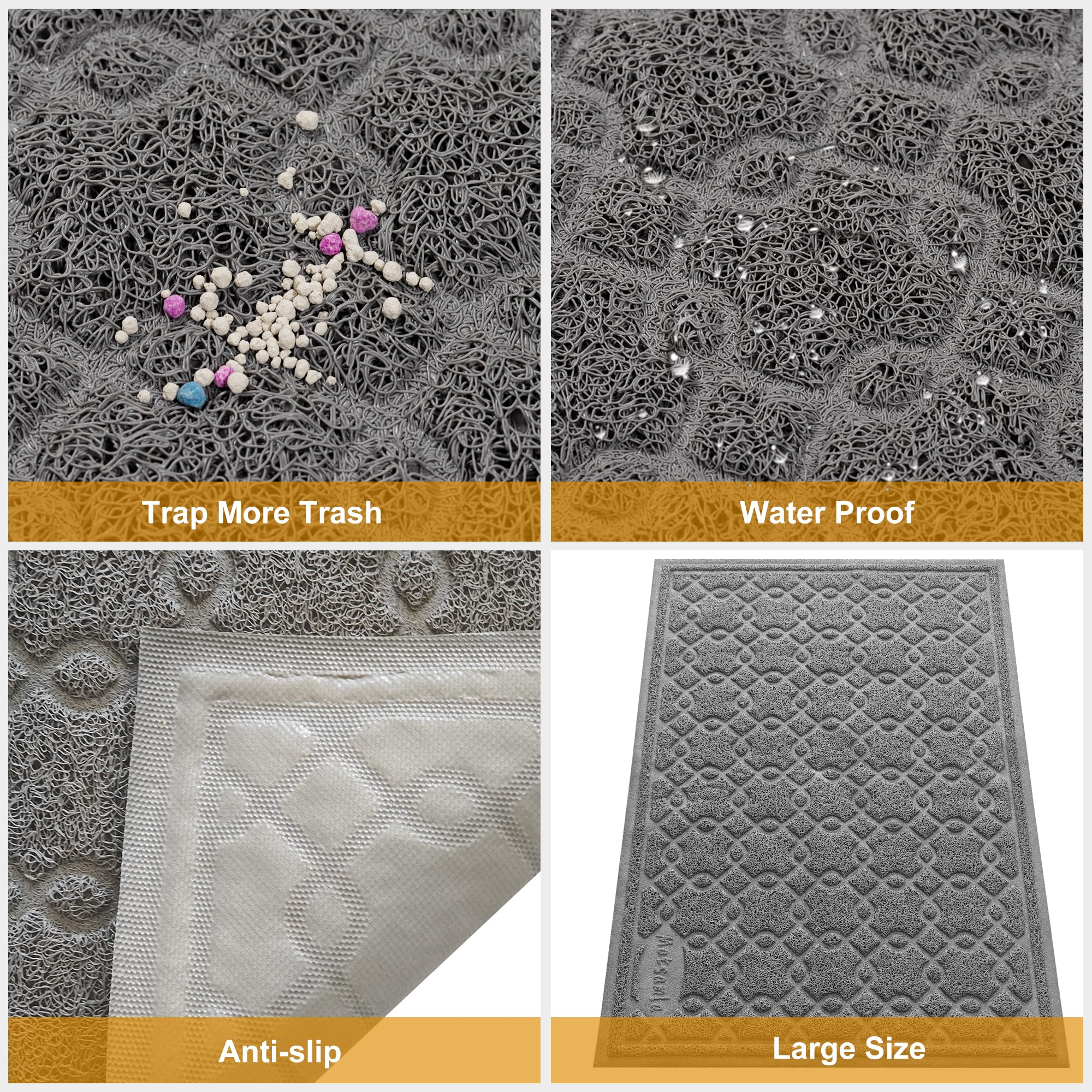 Motsamla Cat Litter Box Mat, 35  x 24  Large Kitty Litter Trapping Mat Keep Floor Clean, Litter Box Mat Scatter Control, Waterpr