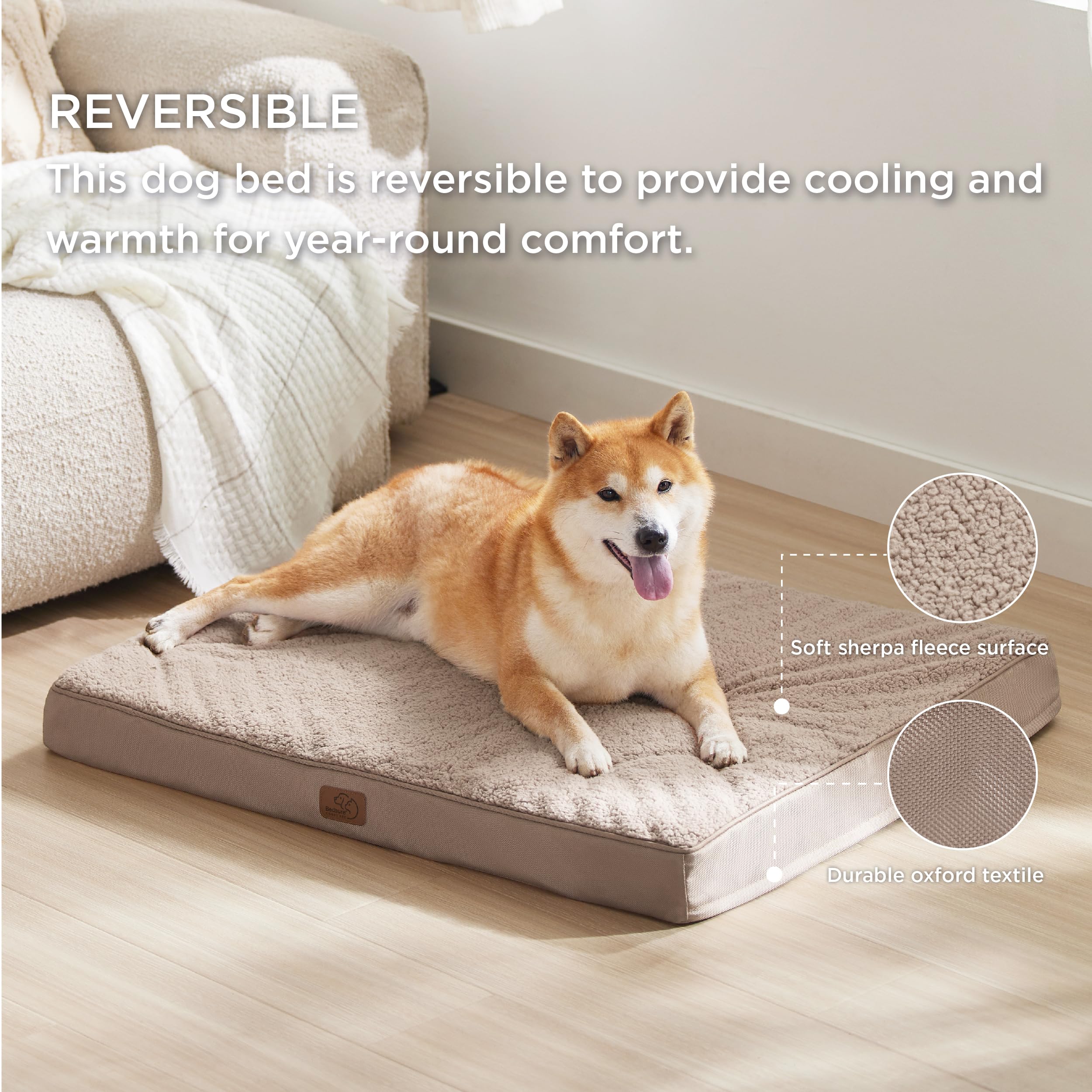 Bedsure Dog Bed For Large Dogs - Orthopedic Waterproof Puppy Beds With Removable Washable Cover, Egg Crate Foam Pet Mat, Suitabl