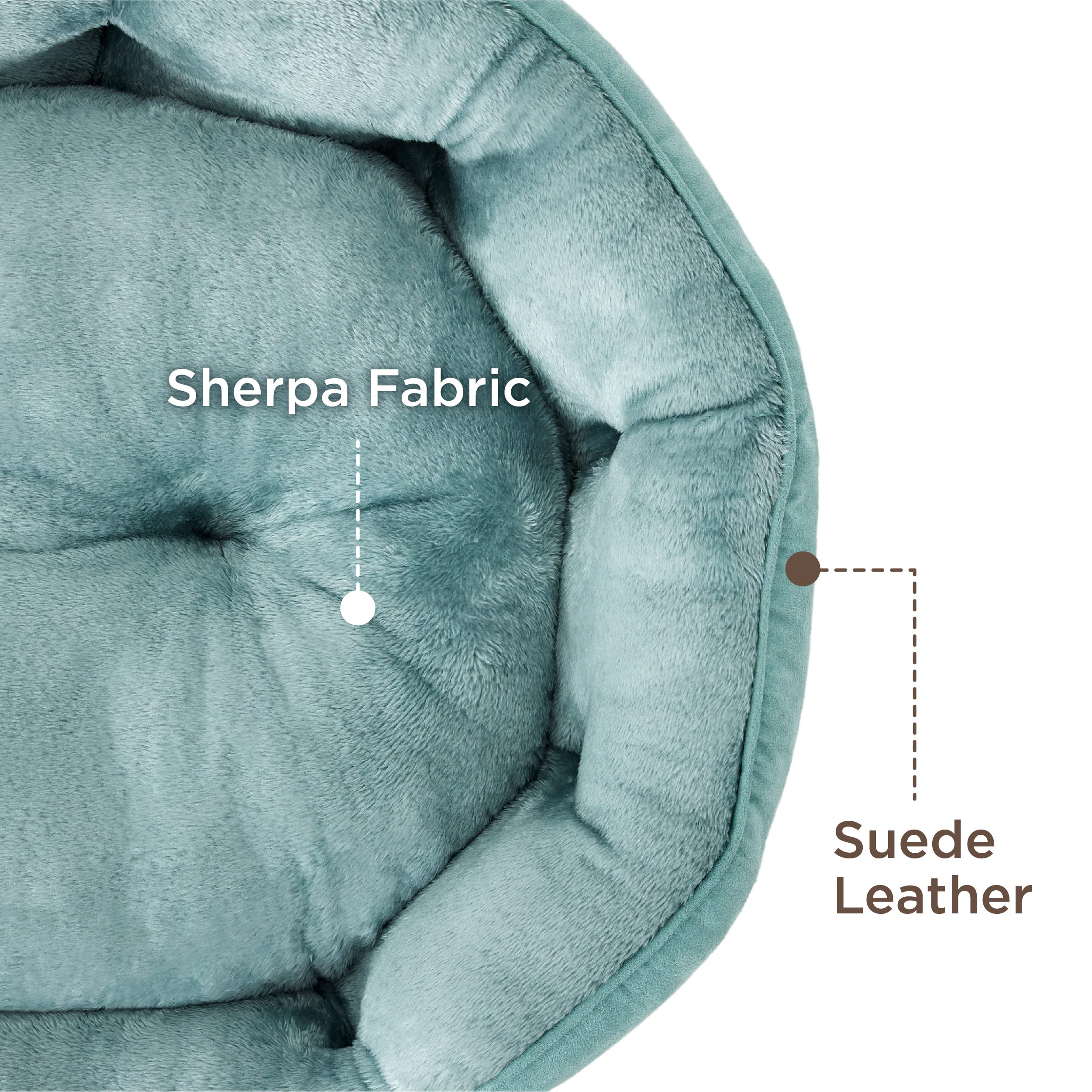 Bedsure Dog Bed for Small Dogs – Washable Faux Suede, Slip-Resistant, 25" Round, Washed Blue