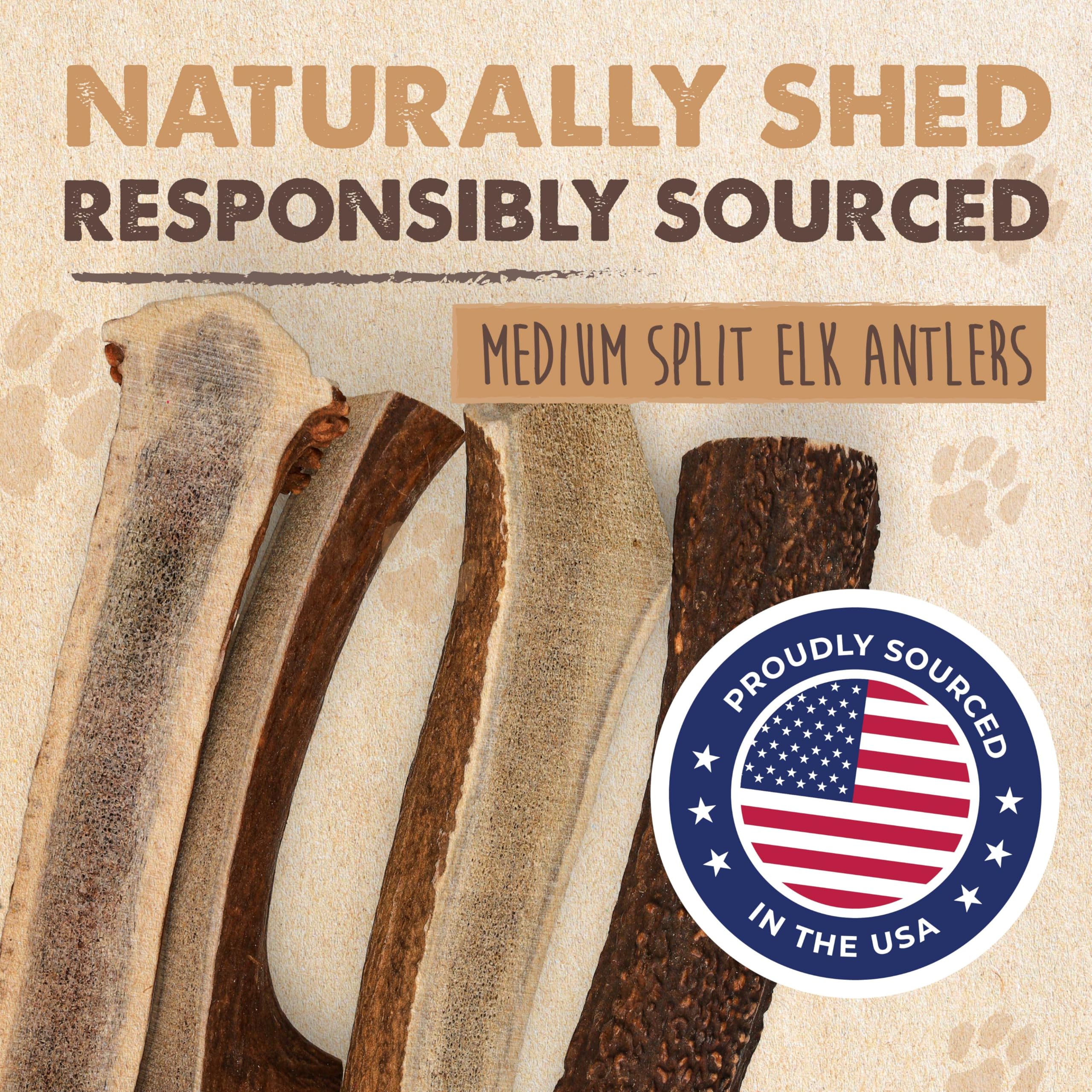 Mighty Paw Naturals Split Elk Antler For Dogs | Usa Sourced, Long Lasting Chew For Aggressive Chewers - Low Odor, Natural Altern