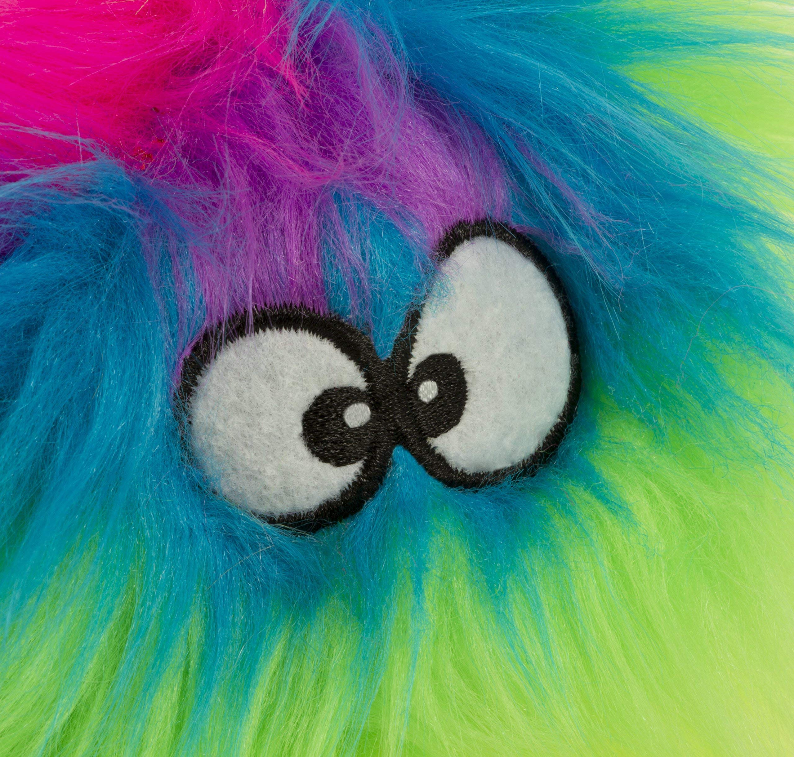 Godog Furballz Squeaky Plush Ball Dog Toy, Chew Guard Technology - Rainbow, Large