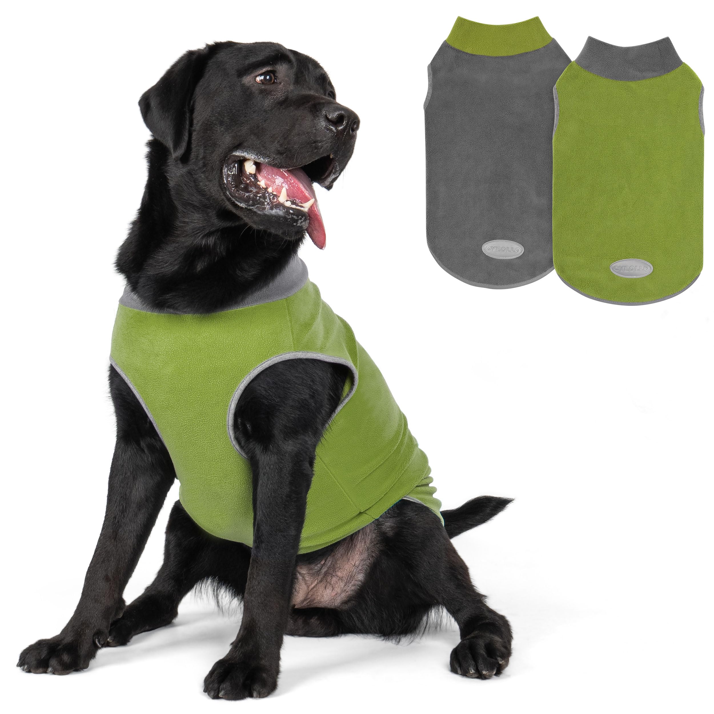 Cyeollo 2 Pack Dog Sweater Fleece Vest Dog Sweatshirt Reflective Lightweight Clothes For Large Dogs Boy Girl Pet Apparel Grass G