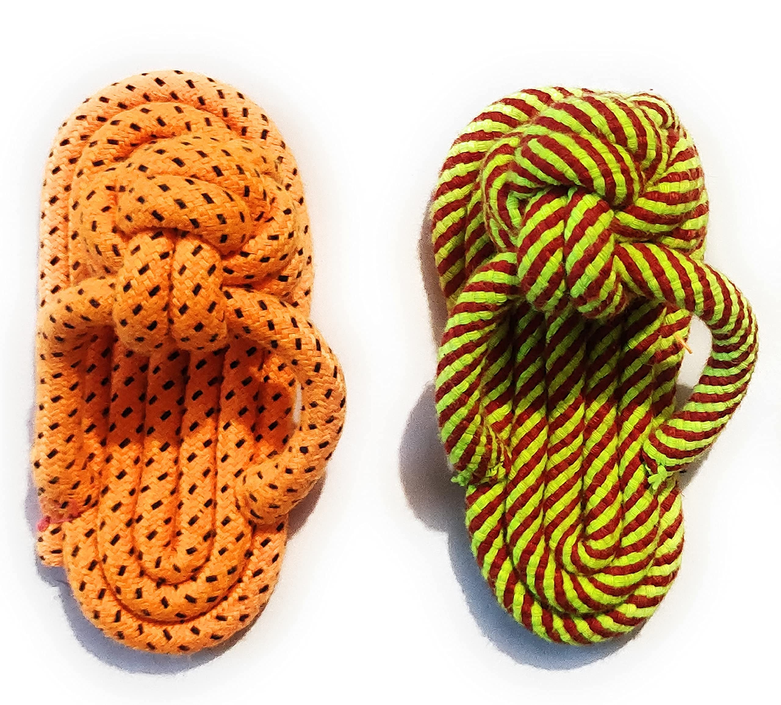 Pack Of 2 Cotton Poly Mix Chew Slipper Dog Toys For Teething Suitable Small And Medium Puppies. (2 Slipper Combo)