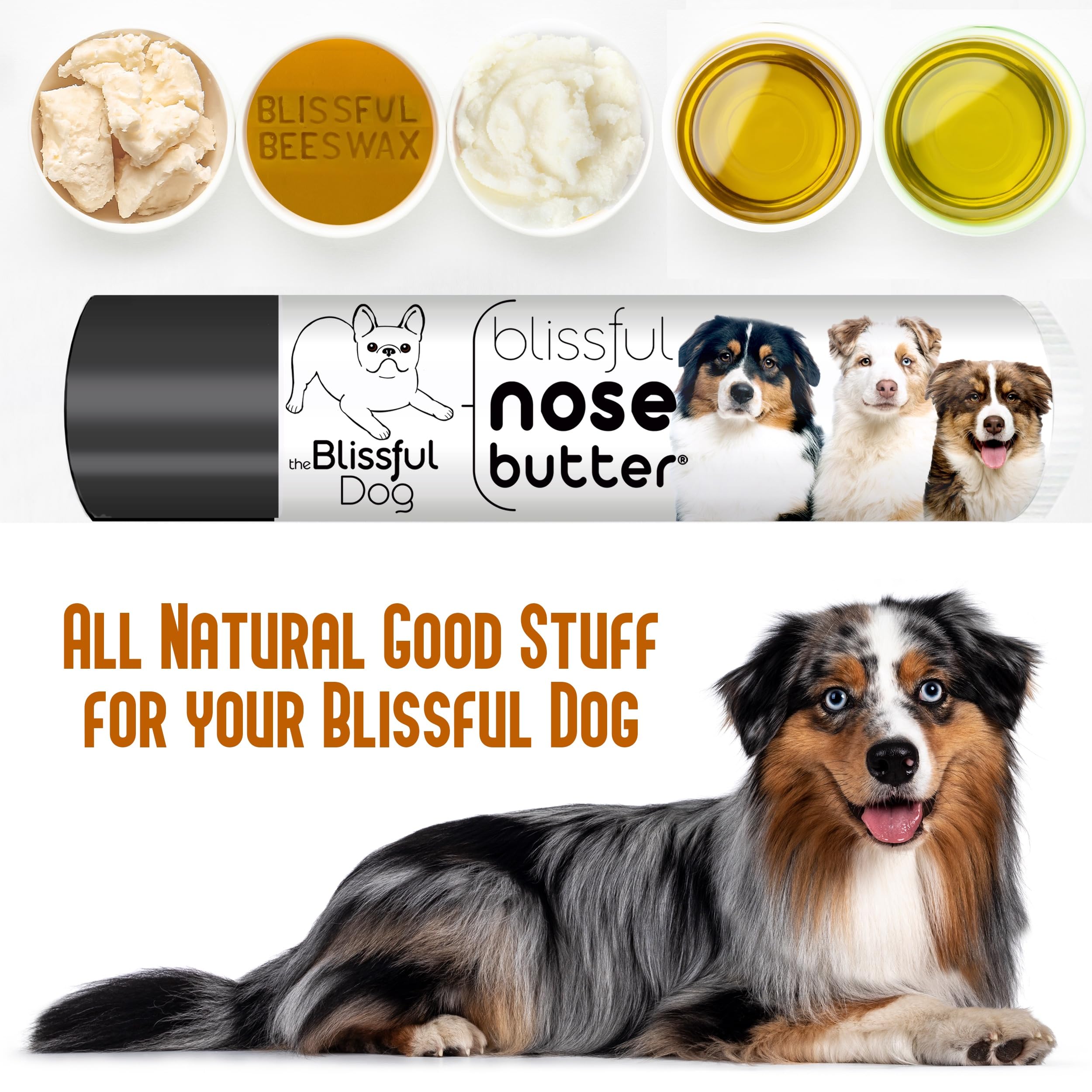 The Blissful Dog Australian Shepherd Unscented Nose Butter - Dog Nose Butter, 0.15 Ounce