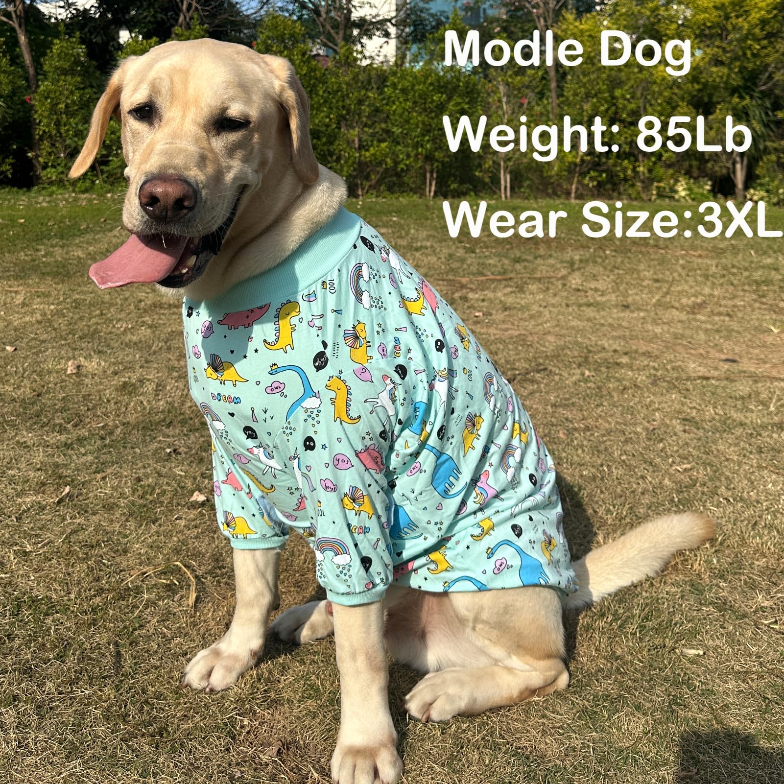 PriPre Dog T Shirts Dinosaur Pattern, Rainbow, Unicorn Dog Clothes for Large Medium Small Dogs Breathable Stretchy Cotton Clothe