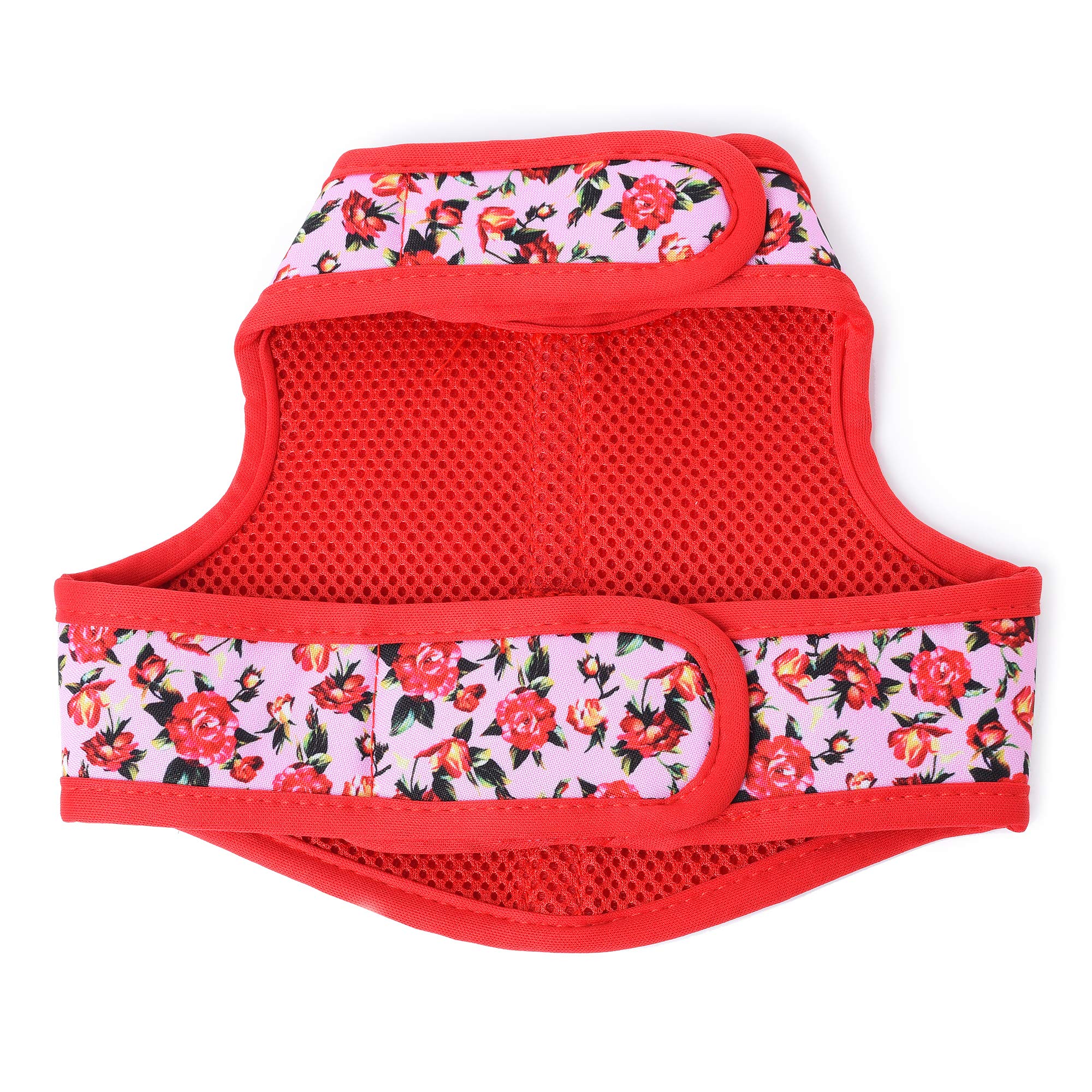 Mile High Life | Easy Get On Air Mesh Vest Harness | Spring Floral Collection | Adjustable Easy Closures Both Neck And Chest |20 Lbs Small Dogs & Cats | Peony Rose | S Chest Size (16'-18')