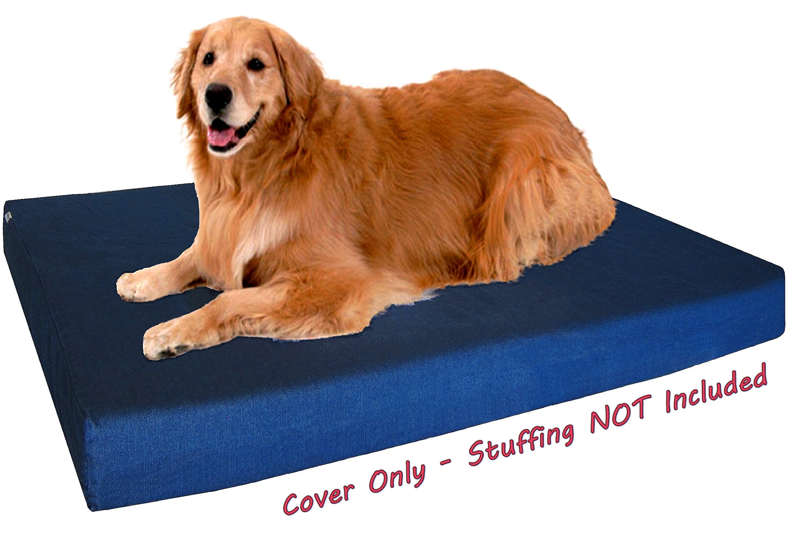 Dogbed4Less Diy Durable Blue Denim Pet Bed External Duvet Cover And Waterproof Internal Case For 40'X35'X4' Extra Large Dog Bed - Replacement Covers Only