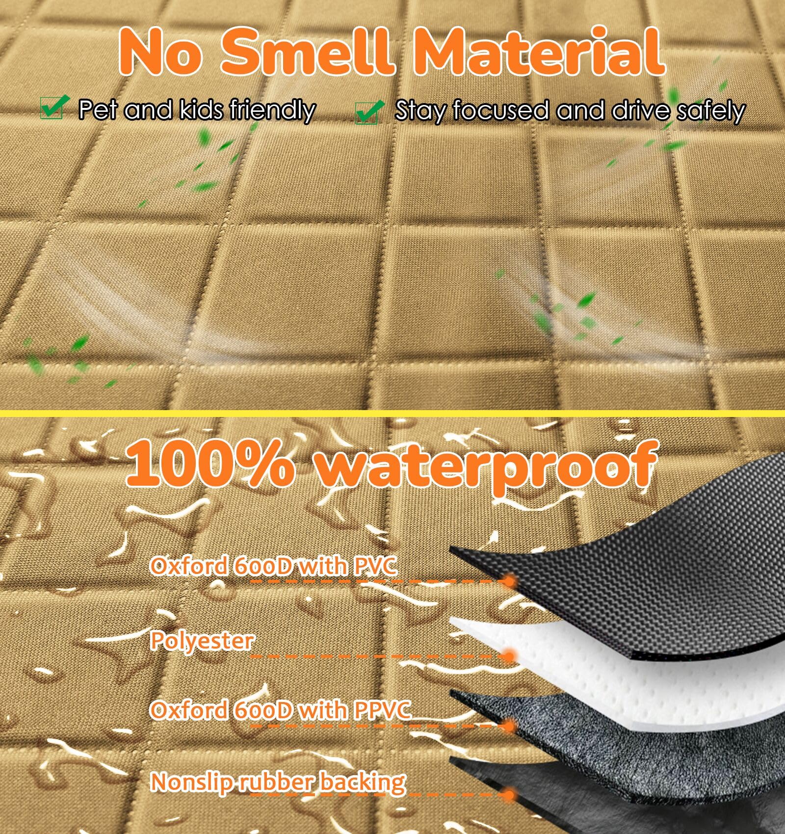 Urpower Dog Car Seat Cover For Back Seat Waterproof Seat Cover Hammock 600D Heavy Duty Scratch Proof Nonslip Durable Soft Backse