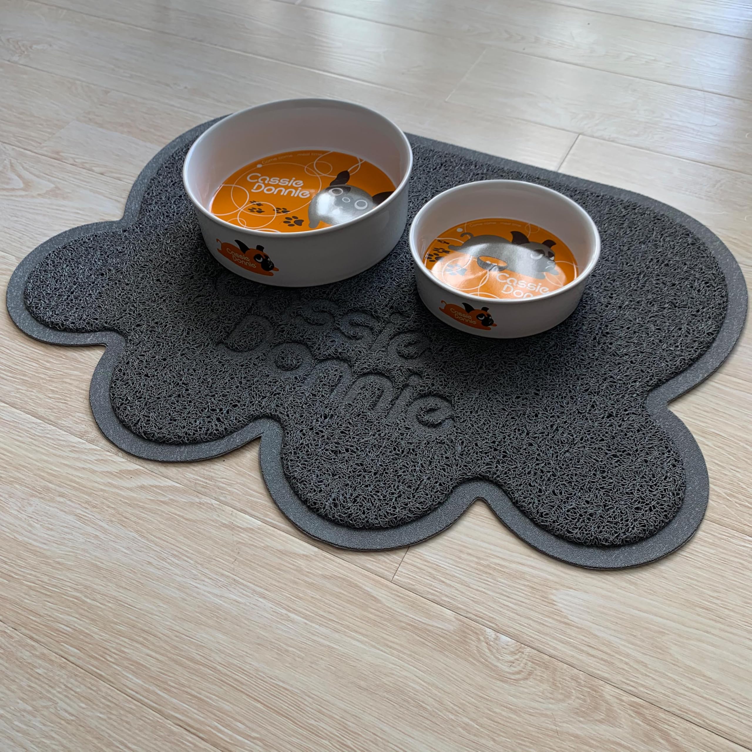 Cassie Donnie Dog and cat Feeding mat.Pet mat for Food and Water Bowls. Flexible Soft Non-Toxic Waterproof Rug. Non-Slip Back on