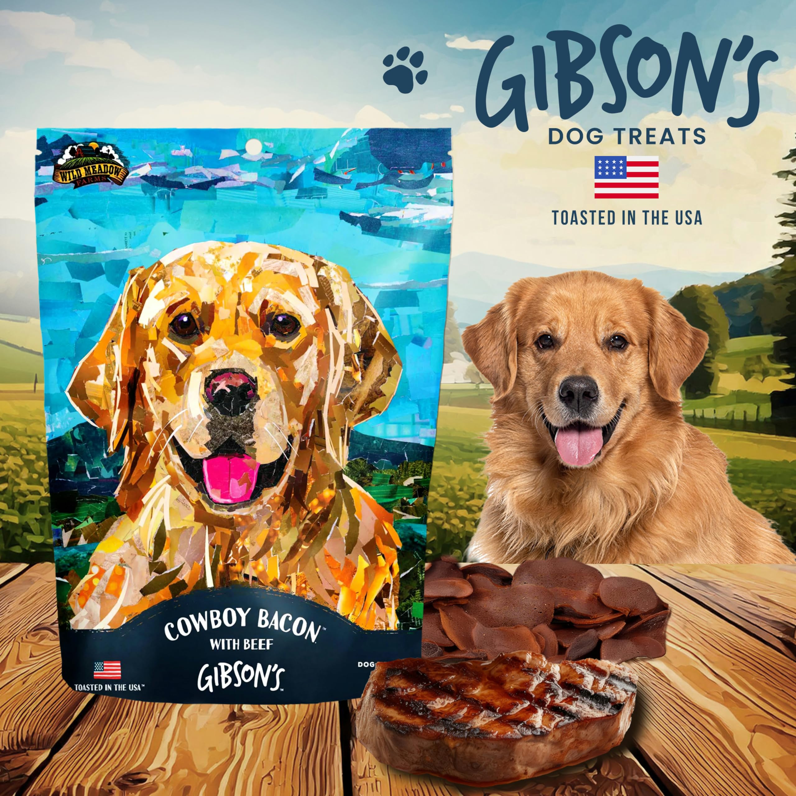 Wild Meadow Farms - Gibsons Country Bacon with Pork, Soft Jerky Dog Treats, Crafted with Real Meat, Aromatic, and Grain-Free fo