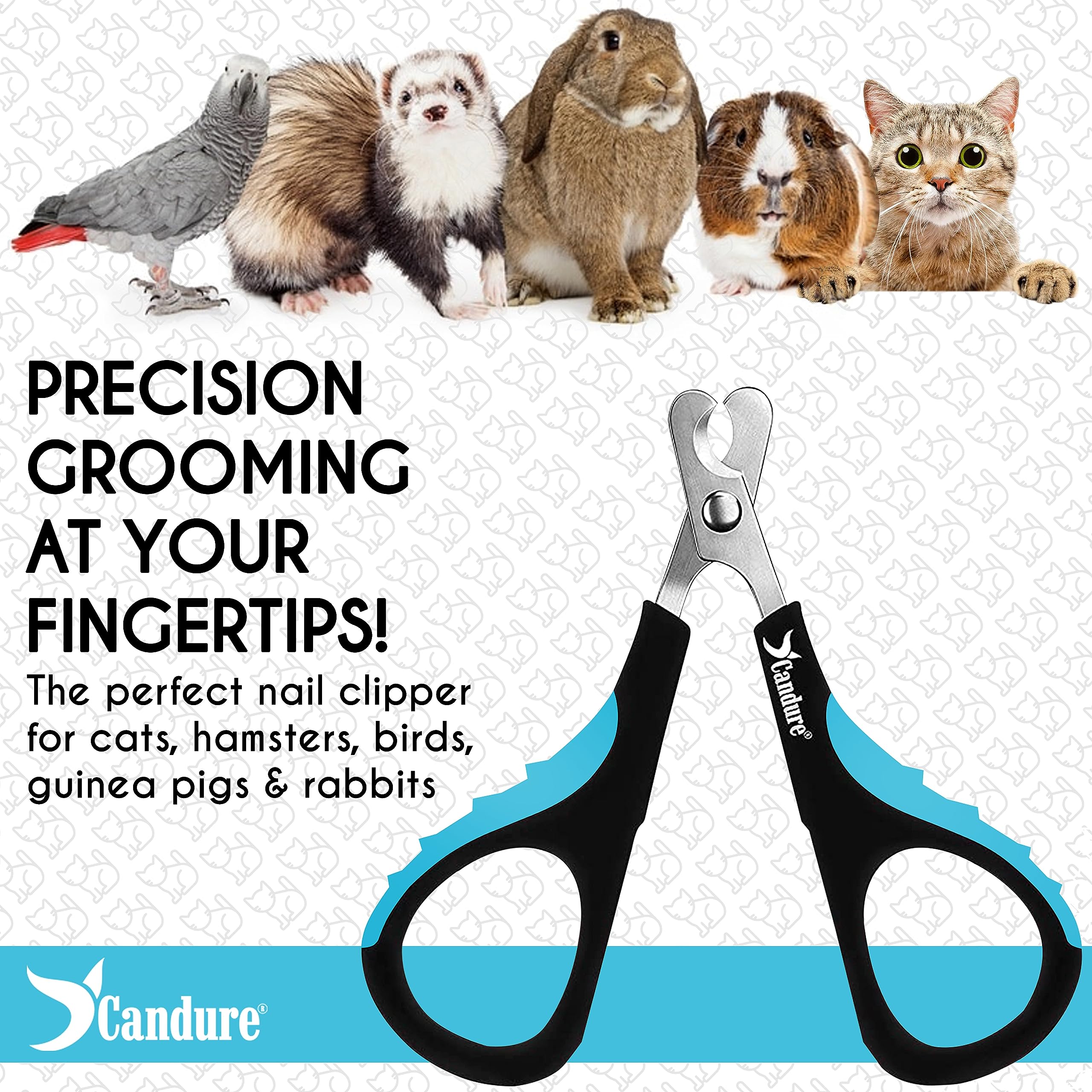 Candure Cat Nail Clipper Stainless Steel Cat Claw Trimmers For Rabbits, Guinea Pigs, Birds, Puppies, Kittens And Small Animals Pet Nail Clipper For Professional And Home Use (Blue)