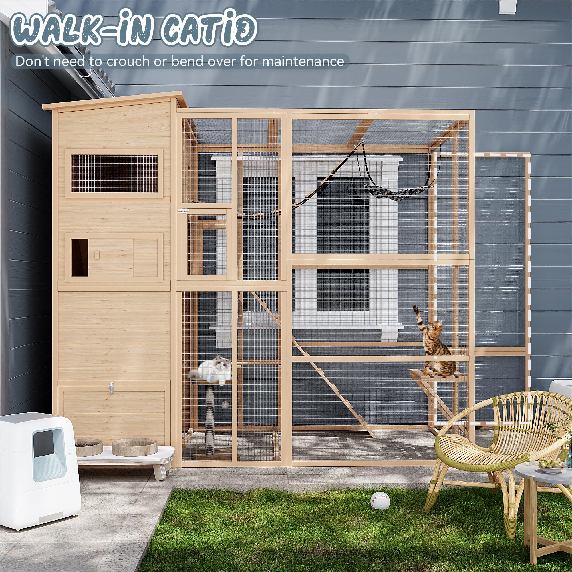 Quyze Catio Outdoor Cat Enclosure,4 Tiers Large Outdoor Cat Enclosures For Mulitiple Cats Walk In Cat Patio With Waterproof Roof