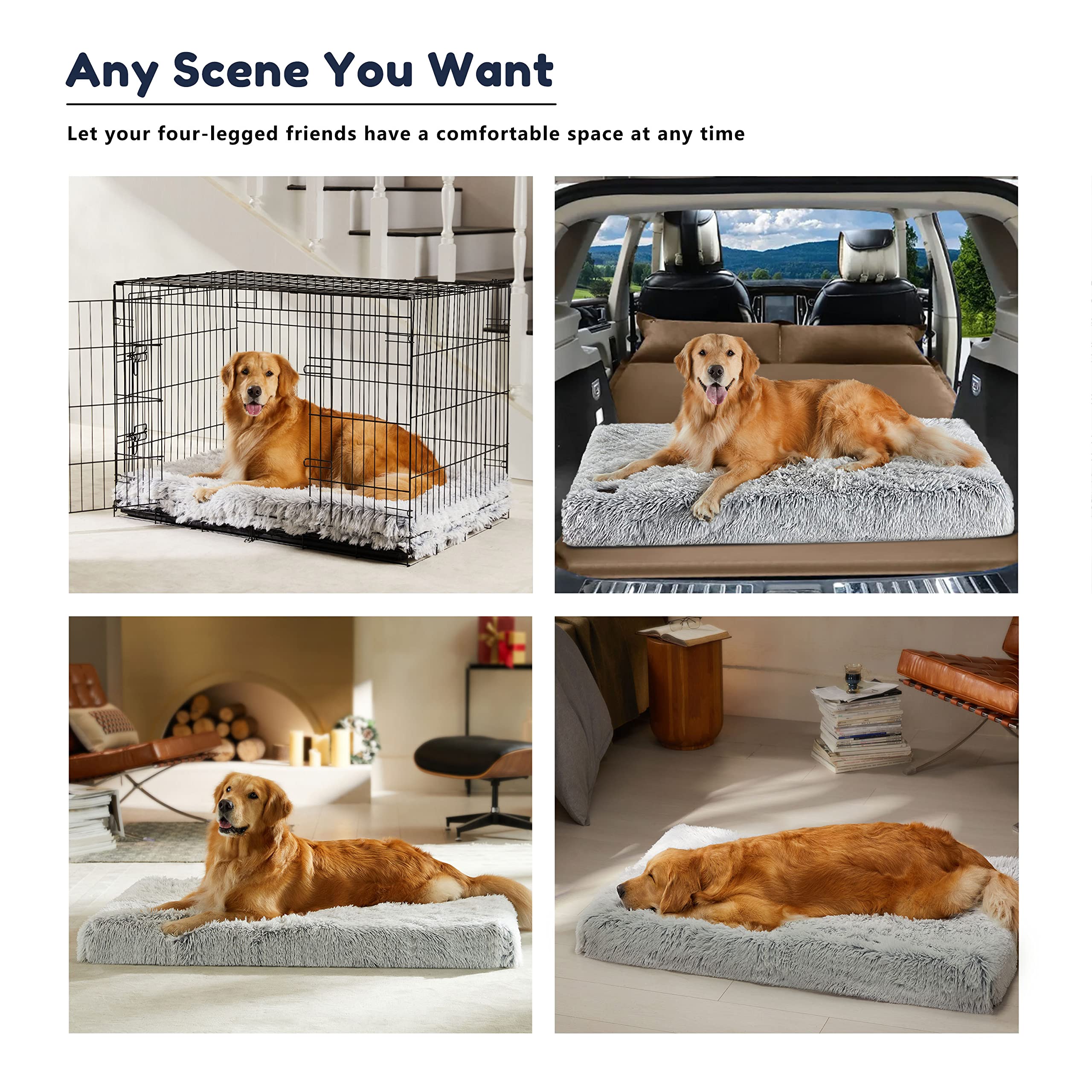 Western Home Large Dog Bed For Medium Large Dogs, Orthopedic Egg Crate Foam Dog Bed Waterproof Mattress With Removable Washable Cover, Dog Crate Bed With Non-Slip Bottom For Extra Large Dog