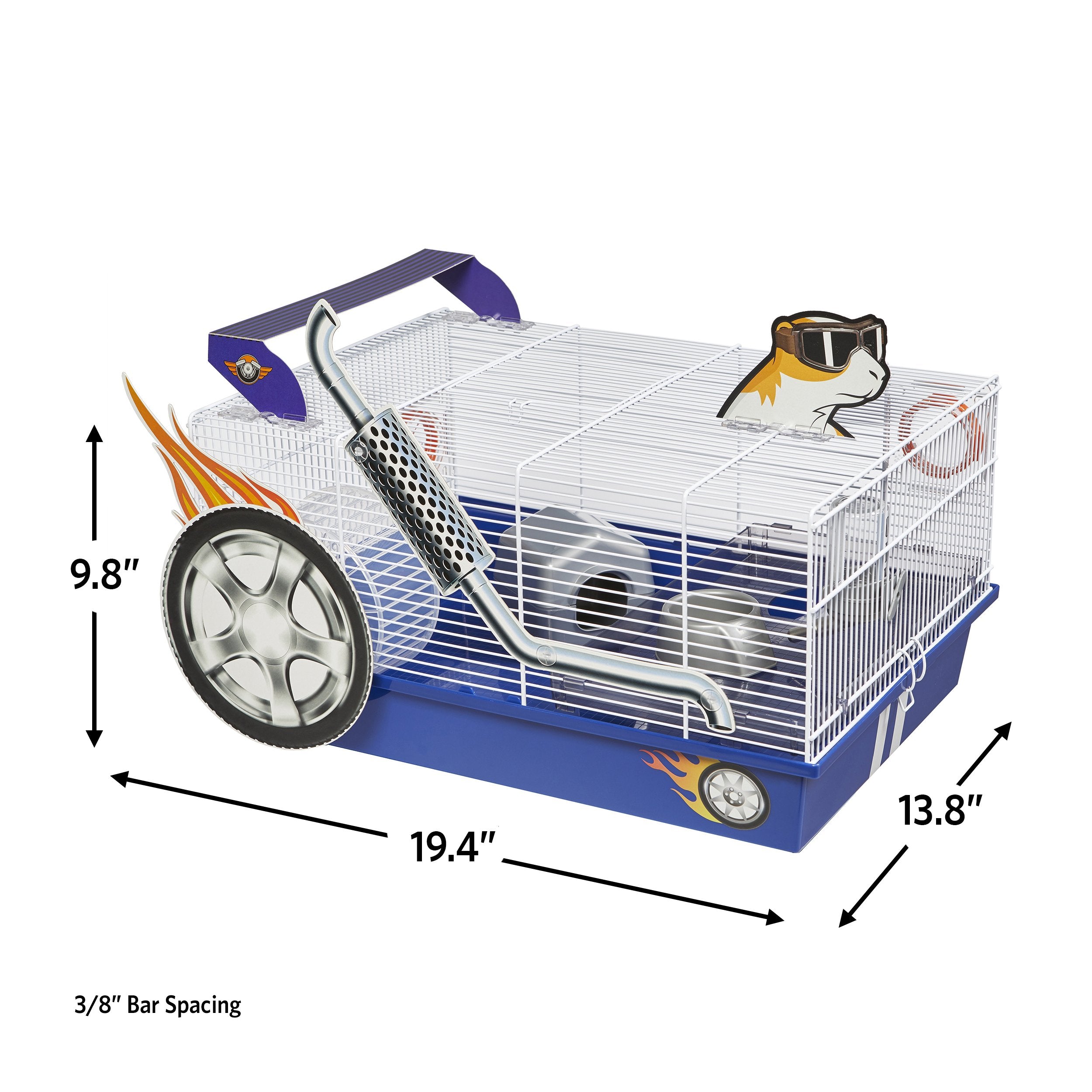 MidWest Homes for Pets Hamster Cage | Exciting Hot Rod Theme | Accessories & Decals Included