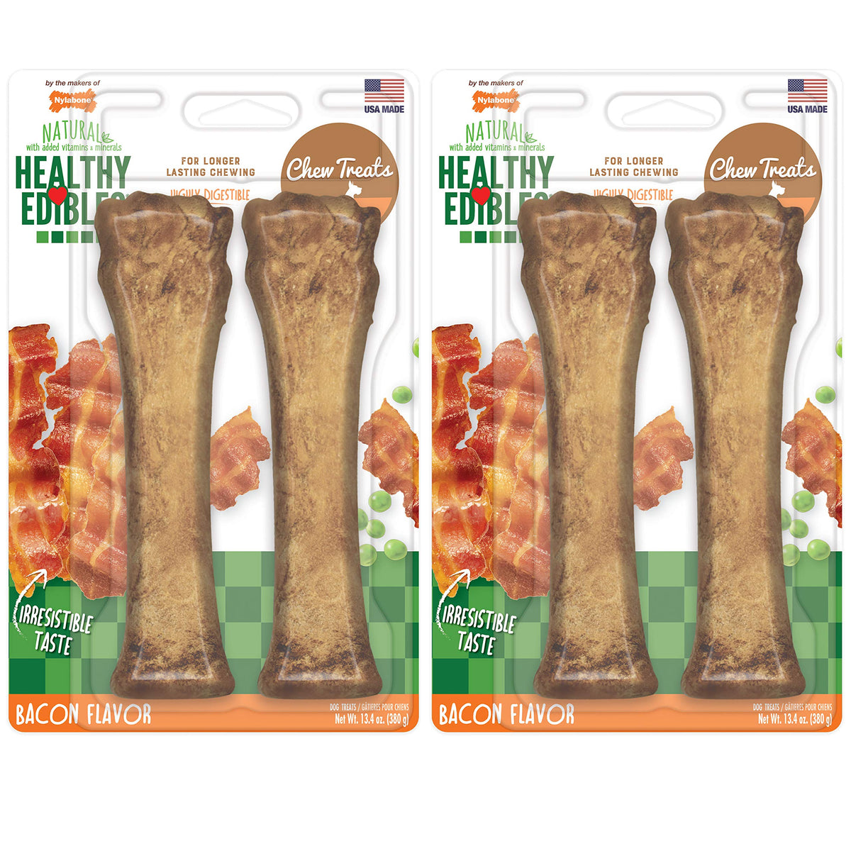 Nylabone Healthy Edibles Natural Dog Chews Long Lasting Roast Beef & Chicken Flavor Treats For Dogs, X-Large/Souper (4 Count)