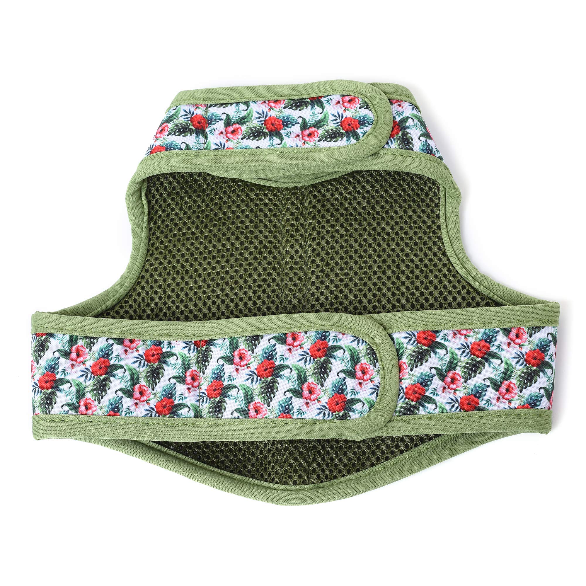 Mile High Life | Easy Get On Air Mesh Vest Harness | Spring Floral Collection | Adjustable Easy Closures Both Neck And Chest |20 Lbs Small Dogs & Cats | Wild Rose | Xs Chest Size (14'-16')