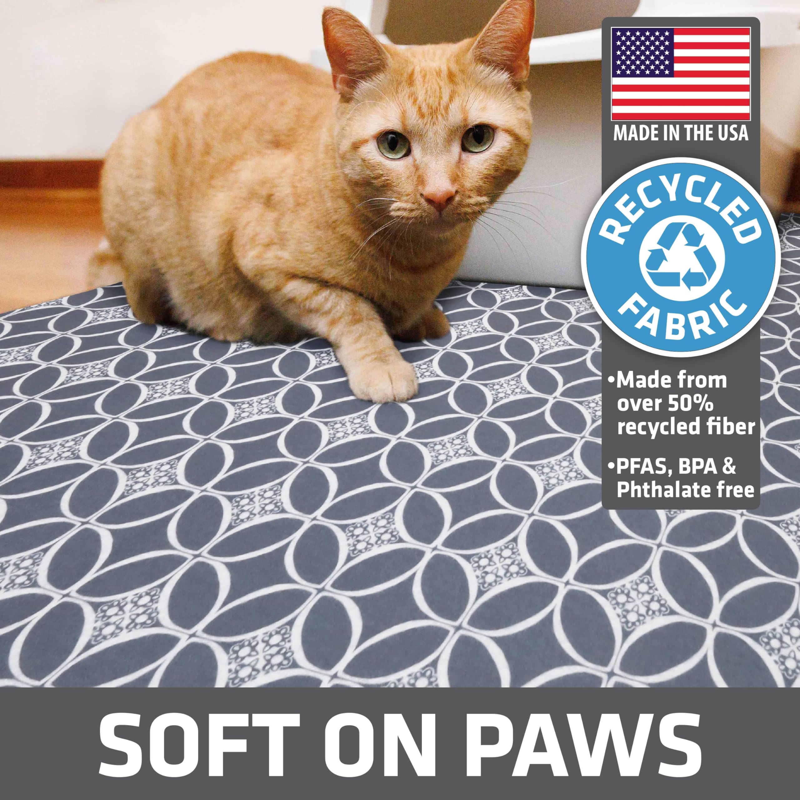 Drymate Original Cat Litter Mat, Contains Mess From Box, Protects Floors, Urine-Proof, Machine Washable, Soft On Kitty Paws, Absorbent, Waterproof (Usa Made, Recycled Content) (29”X36”)(Indigo Grey)