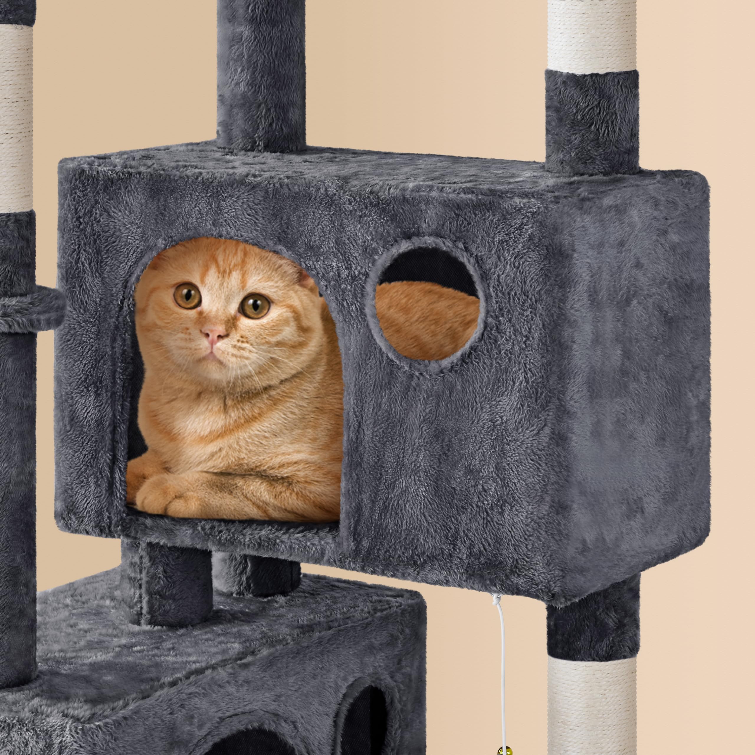 Yaheetech 73Inch Cat Tree, Cat Stand Furniture With Scratching Posts Perches Hammock As Indoor Kittens Activity Center, Dark Gray