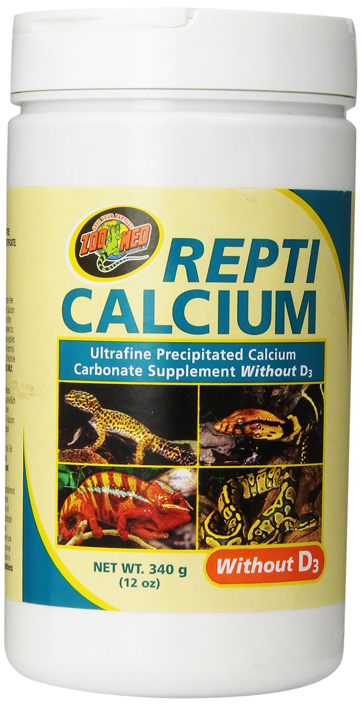 Zoo Med Reptile Calcium Without Vitamin D3, 12-Ounce