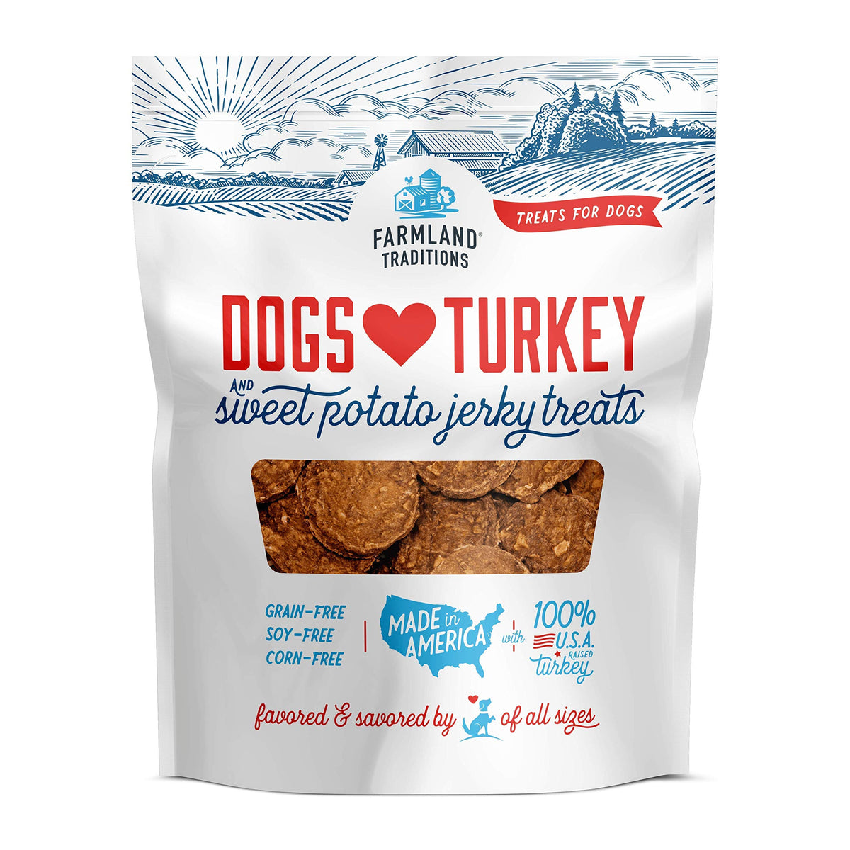 Farmland Traditions Filler Free Dogs Love Turkey & Sweet Potato Premium Jerky Treats For Dogs, 6 Oz. Bag