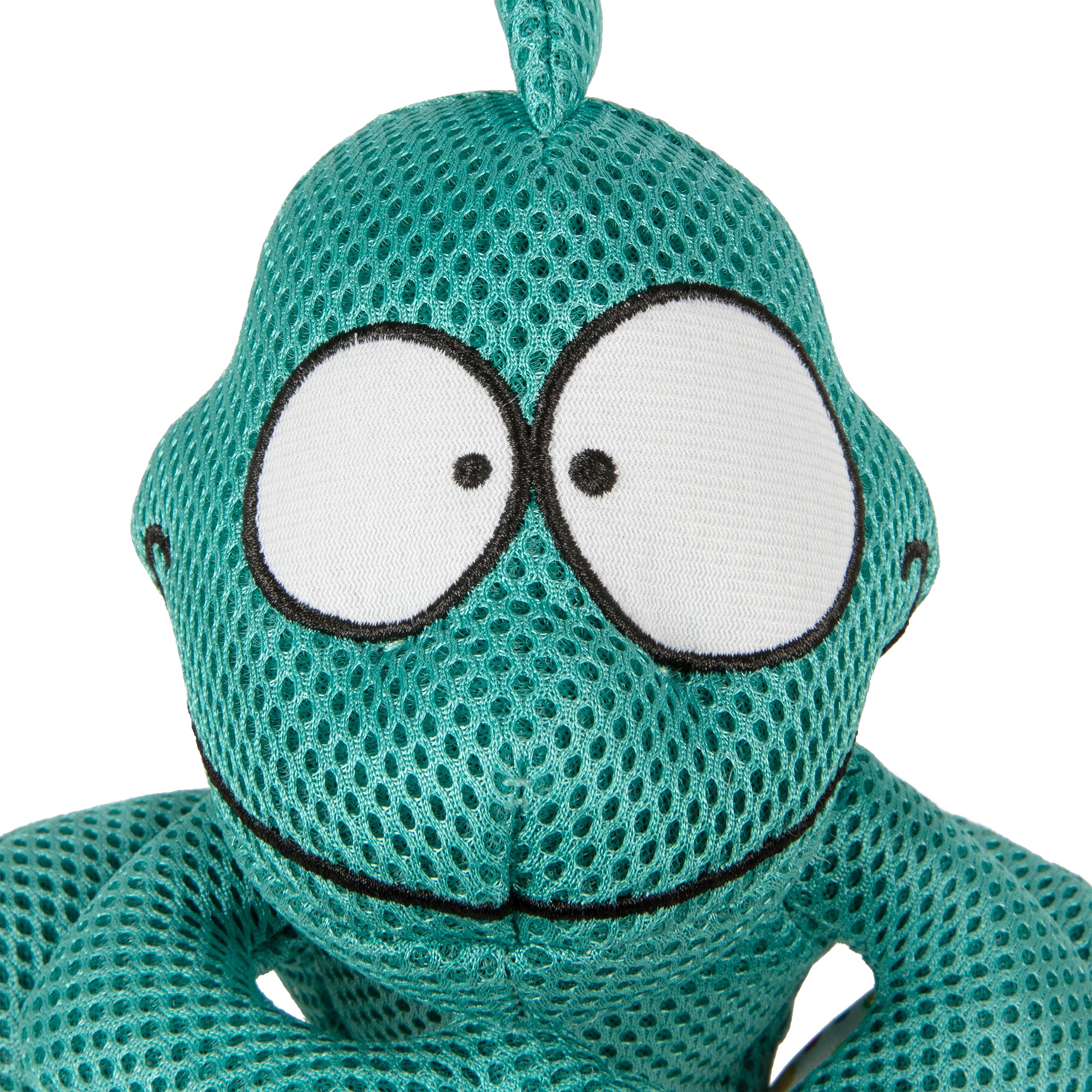 Godog Double Chew Guard Mesh Amphibianz Chameleon Squeaky Dog Toy - Teal, Large