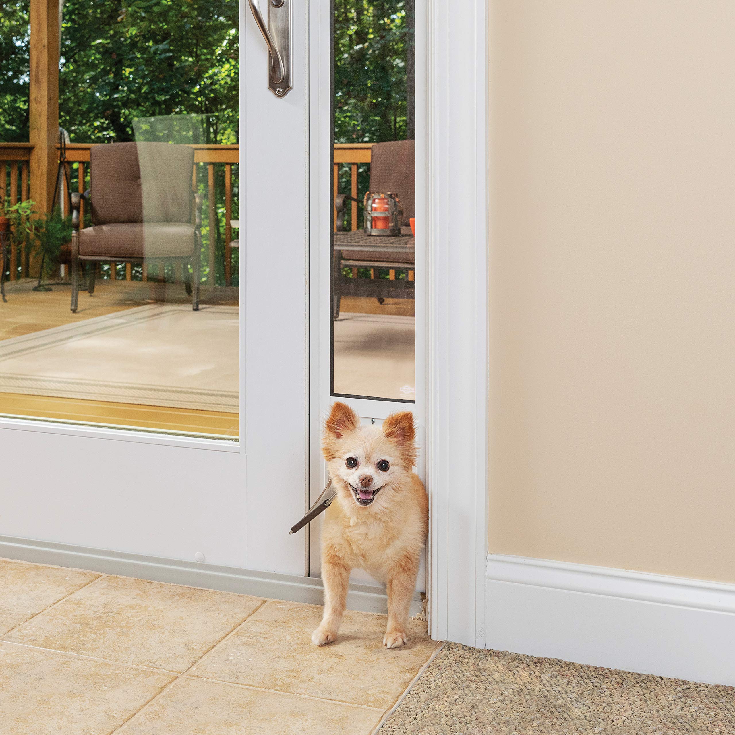Petsafe Doggy Door For Sliding Glass Doors, Adjustable Height 75 7/8' To 81', No-Cut Diy Install, Aluminum Panel, Ideal For Renters, For Cats And Small Dogs Up To 15 Lb, (White, Small)