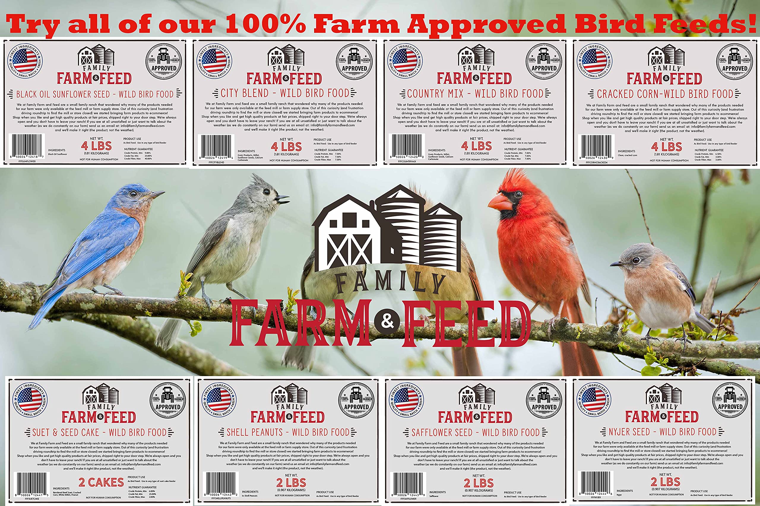 FAMILY FARM AND FEED | Four Season | City Blend | Fancy Wild Bird Food | Backyard Songbird| 4 Pounds