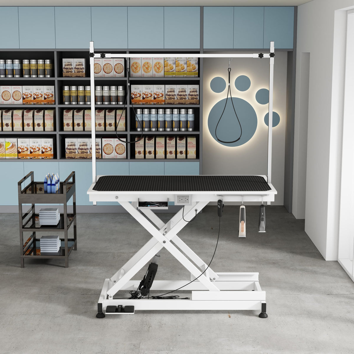 Afqxf Electric Lift Dog Grooming Table, 50 Inch Heavy Duty Professional Pet Grooming Table Suitable For Large Dogs At Home With 