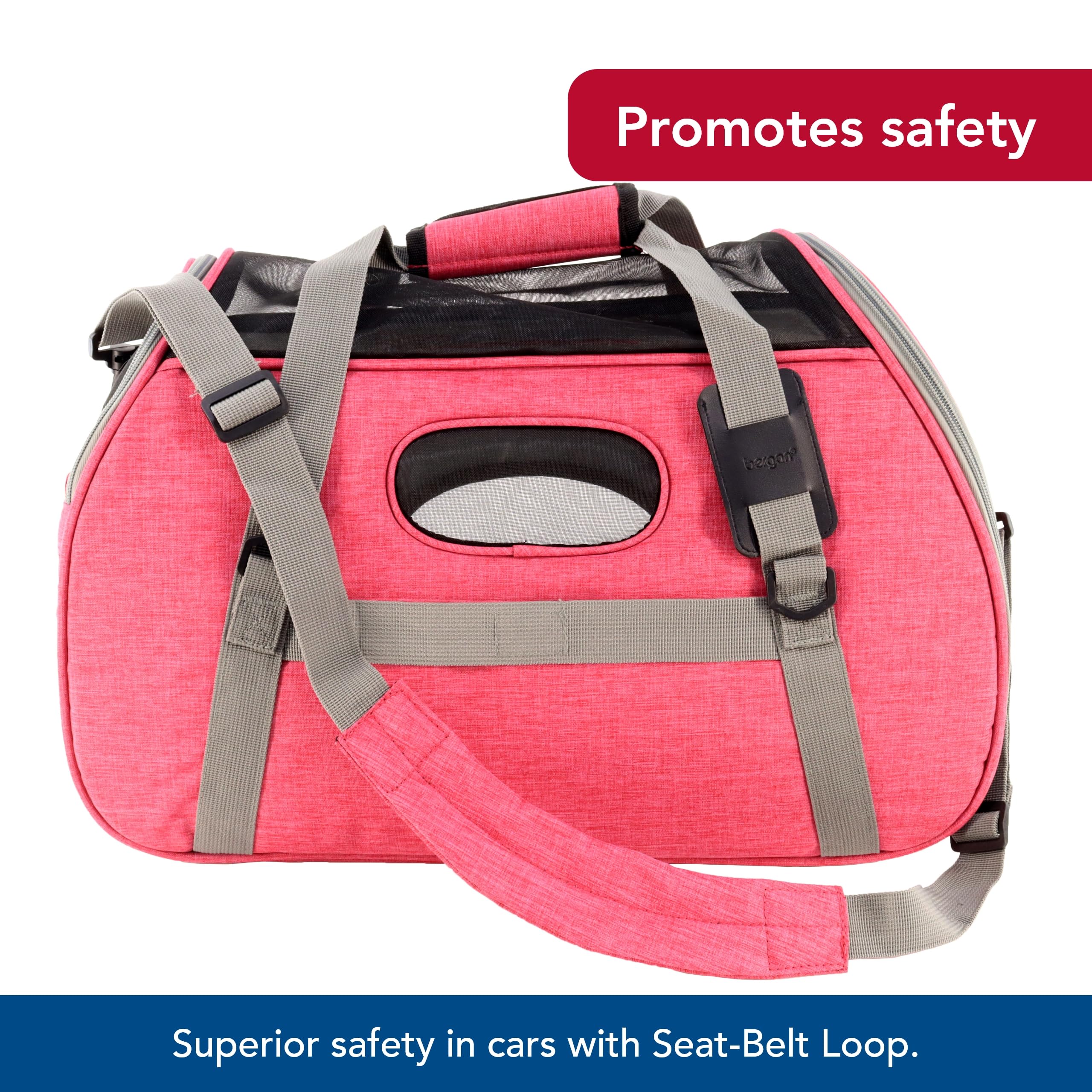 Coastal Pet Bergan Comfort Carrier - Safe And Comfortable For Dog & Cat Travel - Airline Friendly Soft And Breathable Carrier For Pet Owners - Heather Berry, 16' X 8' X 11'