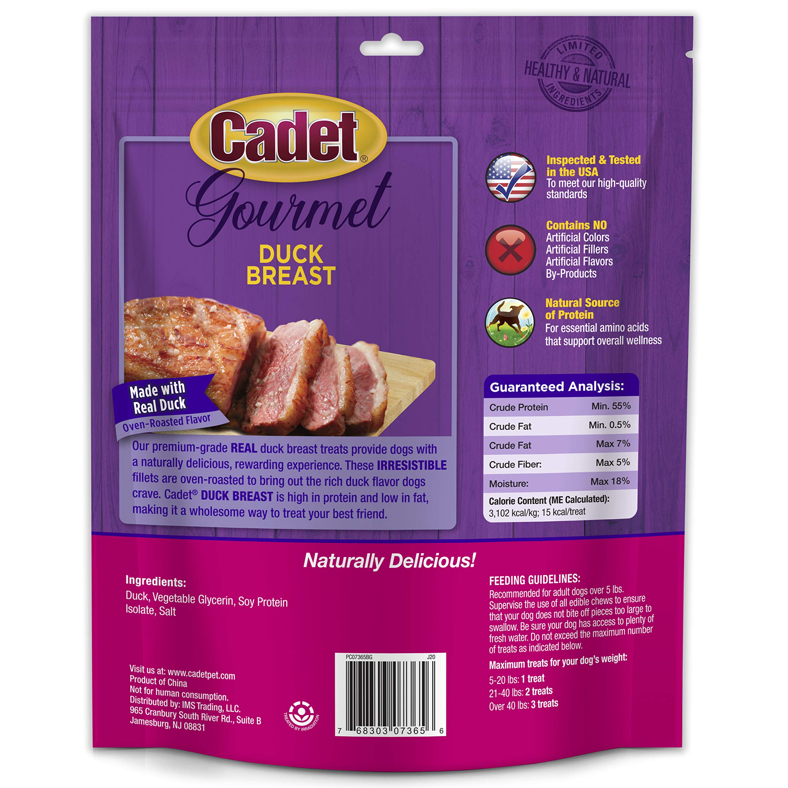 Cadet Duck Breast Jerky Dog Treats, High-Protein, 14 oz, Healthy Training Treats for Small & Large Dogs