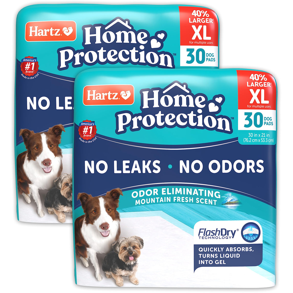 Hartz Home Protection Mountain Fresh Scented Dog Pads, Xl 60 Count, Super Absorbent & Won'T Leak, Odor Eliminating