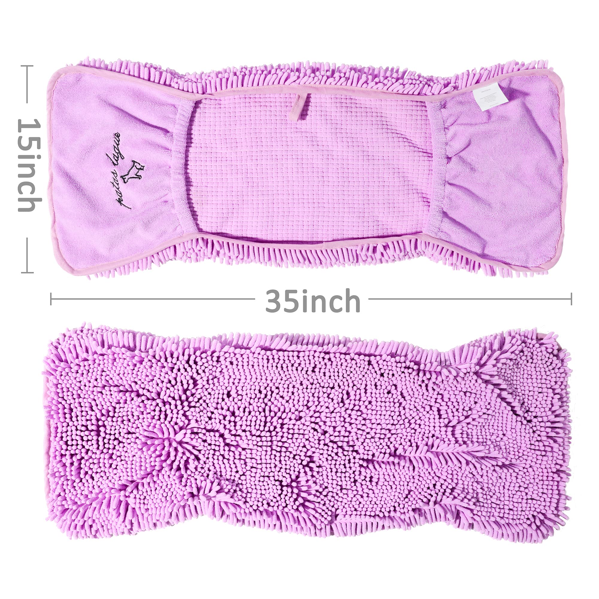 Patas Lague Absorbent Dog Towel, Extra Large 35''X15'' Quick Drying Dog Bath Towel With Hand Pockets, Microfiber Shammy Pet Towe