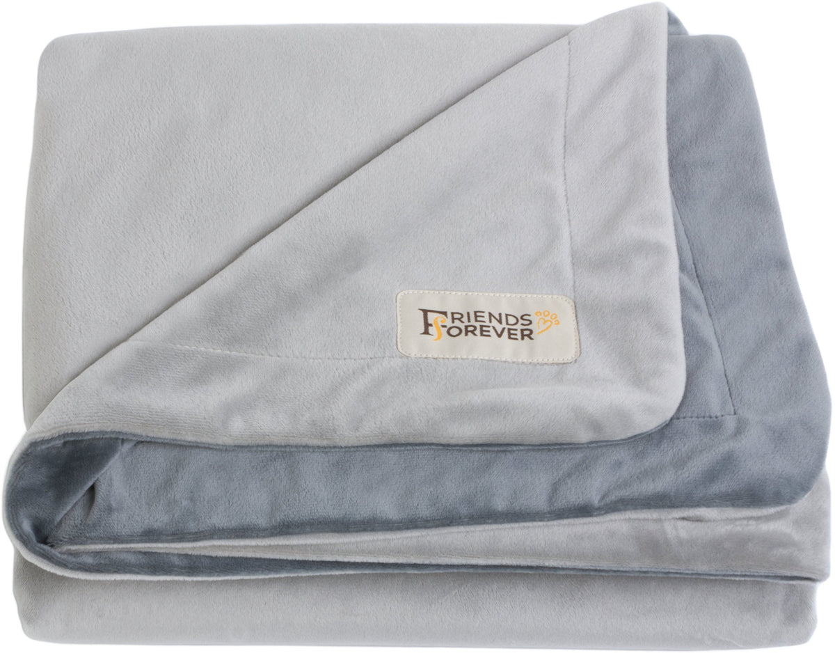 Friends Forever Durable Dog Blanket For Couch Protection | Two Tone Reversible Pet Hair Resistant Blanket For Dogs Cats Bed Kennel Crate Car Seat - Soft Velvet, Warm Fleece (Medium 45X35)