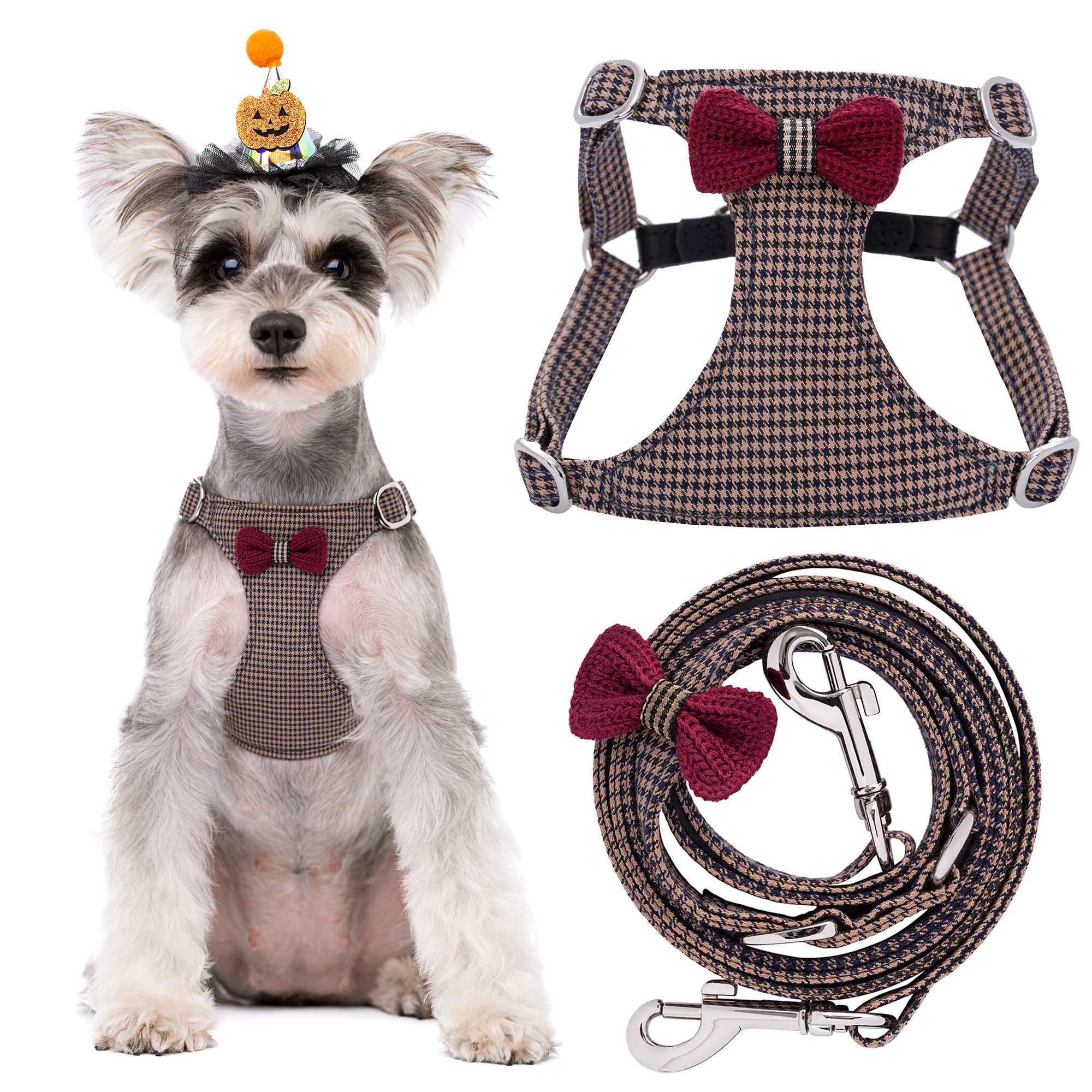 Puppytie No Pull Small Dog Harness With Multifunction Dog Leash,Lightweight Soft Adjustable No Choke Escape Proof Pet Harness Ve