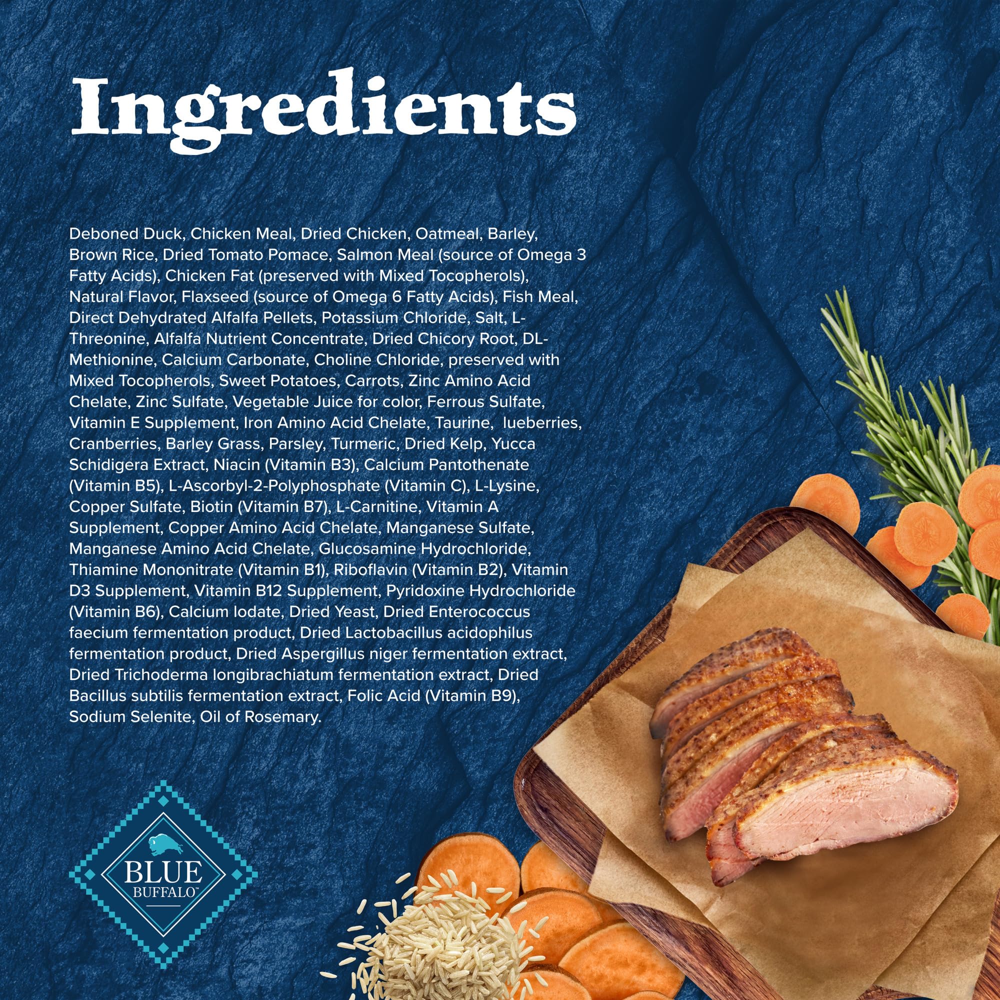 Blue Buffalo Wilderness Natural High-Protein Dry Food for Adult Dogs, with Wholesome Grains, Duck, 28-lb bag.