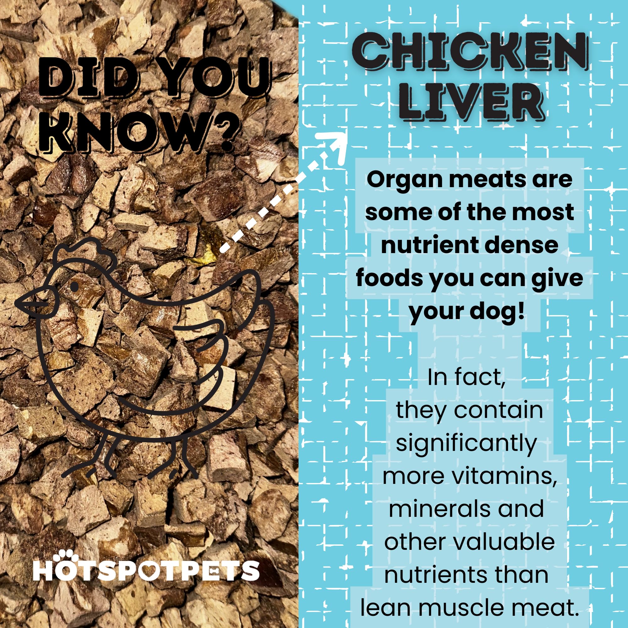 hotspot pets Freeze Dried Chicken Liver Treats for Cats & Dogs -1LB Big Bag- Single Ingredient All Natural Grain-Free - Perfect