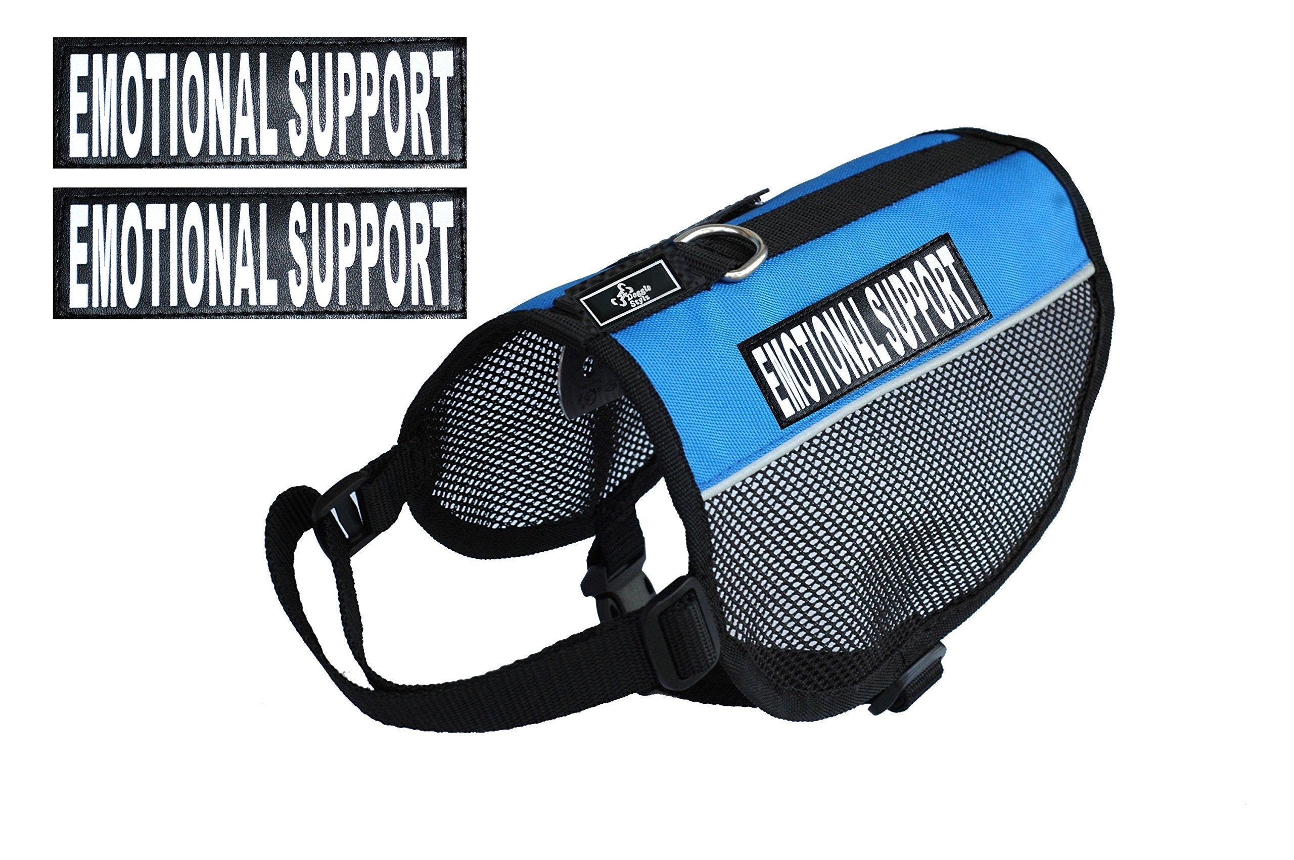 Emotional Support Service Dog Mesh Vest Harness Cool Comfort. Purchase Comes With 2 Reflective Emotional Support Pathces. Please Measure Your Dog Before Ordering (Girth 15-20', Blue)