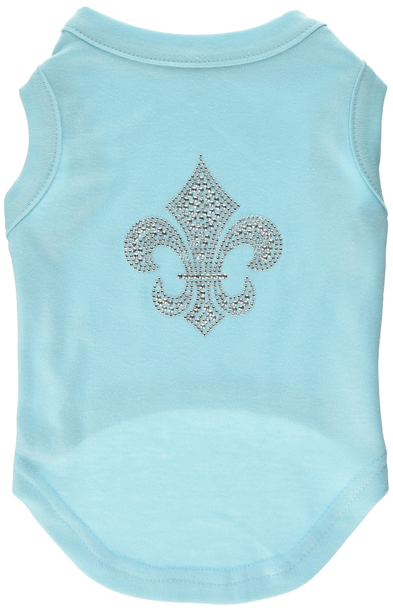 Pet Dog & Cat Shirt Rhinestone, 'Silver Fleur De Lis' Aqua Md (6-10 Lbs.)